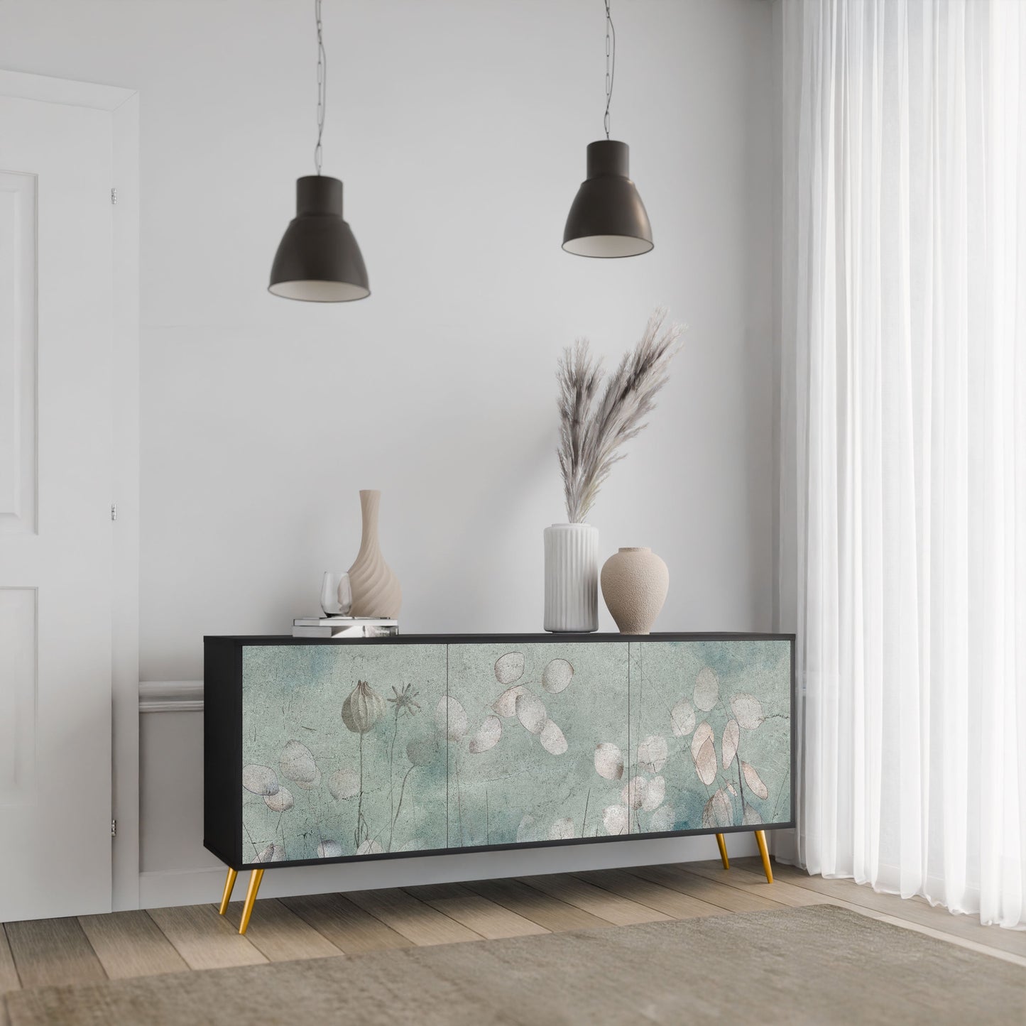 Credenza NIGHT LADY a 3 ante in finitura nera