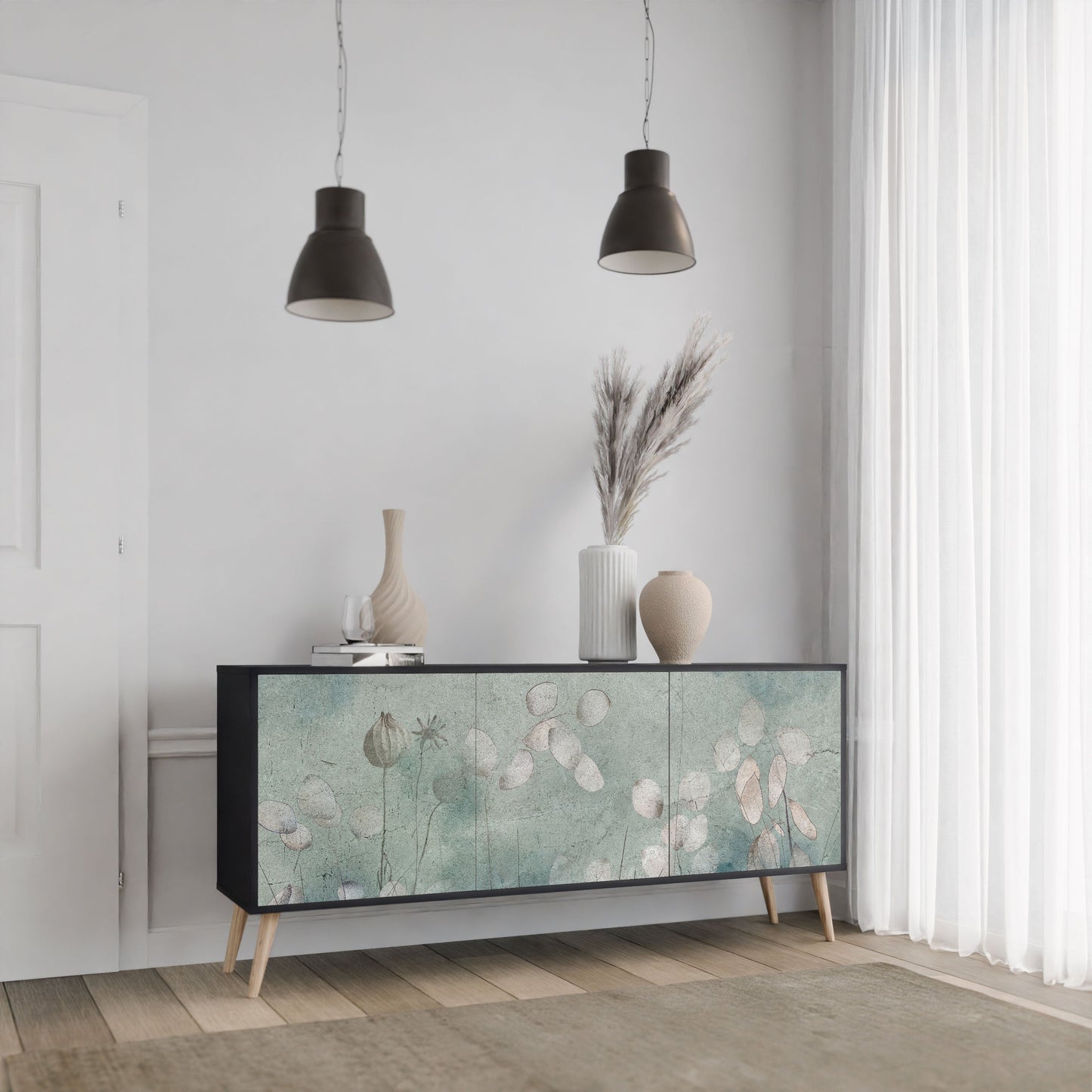 Credenza NIGHT LADY a 3 ante in finitura nera