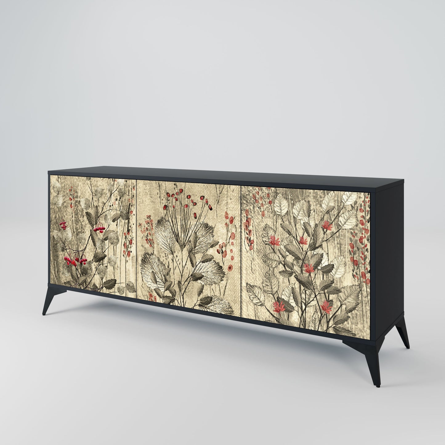 Credenza a 3 ante HERBAL GRACE in finitura nera