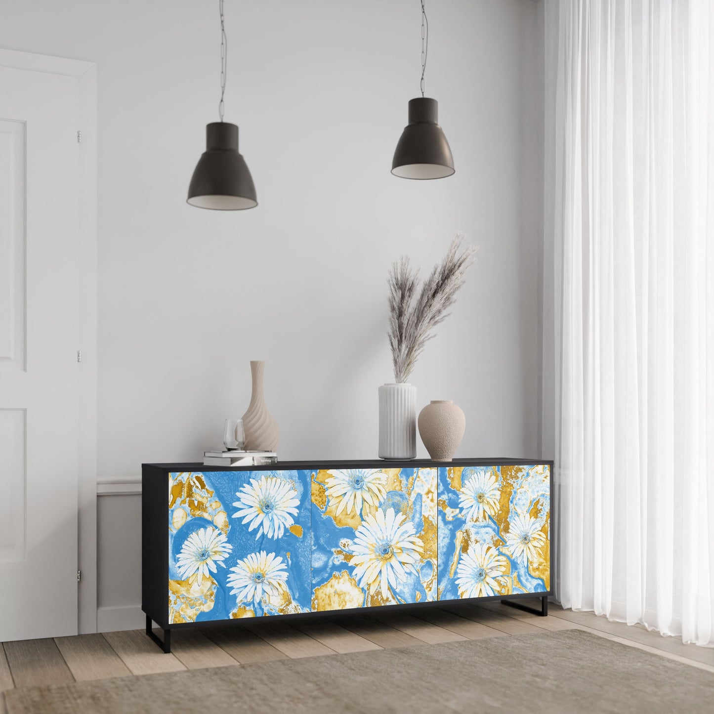Credenza DAISY LUXE a 3 ante in finitura nera