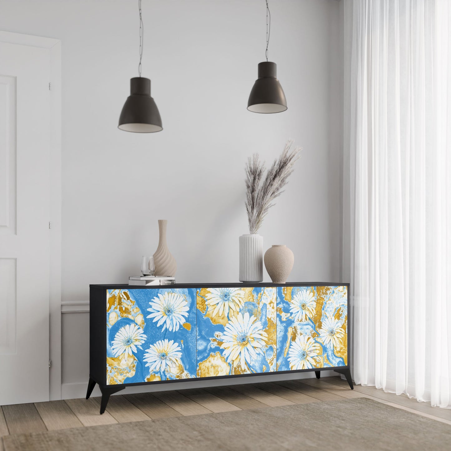Credenza DAISY LUXE a 3 ante in finitura nera