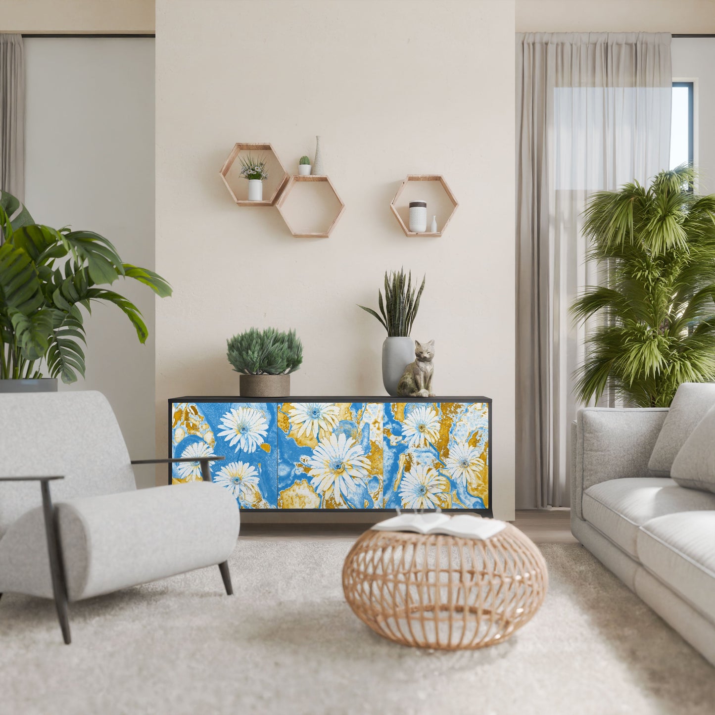 Credenza DAISY LUXE a 3 ante in finitura nera