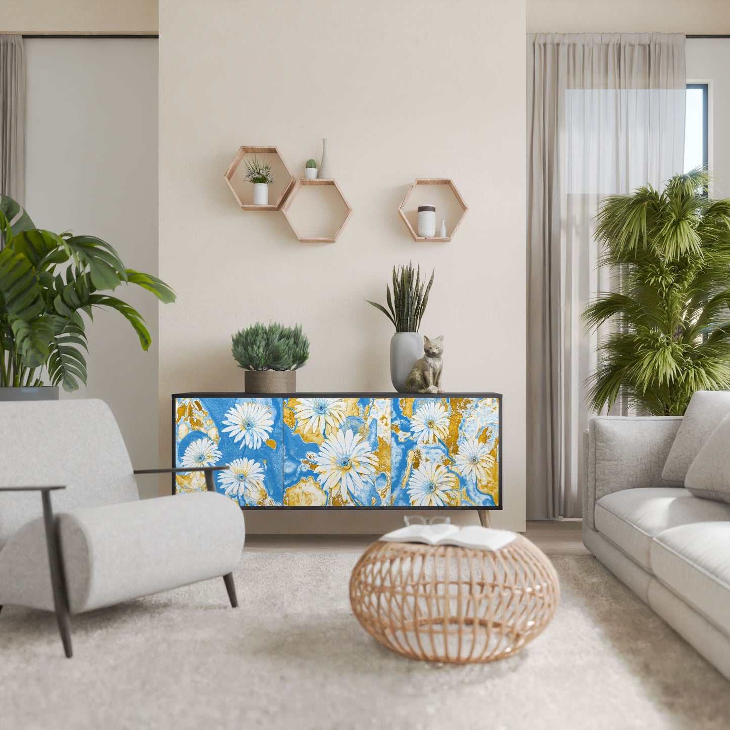 Credenza DAISY LUXE a 3 ante in finitura nera