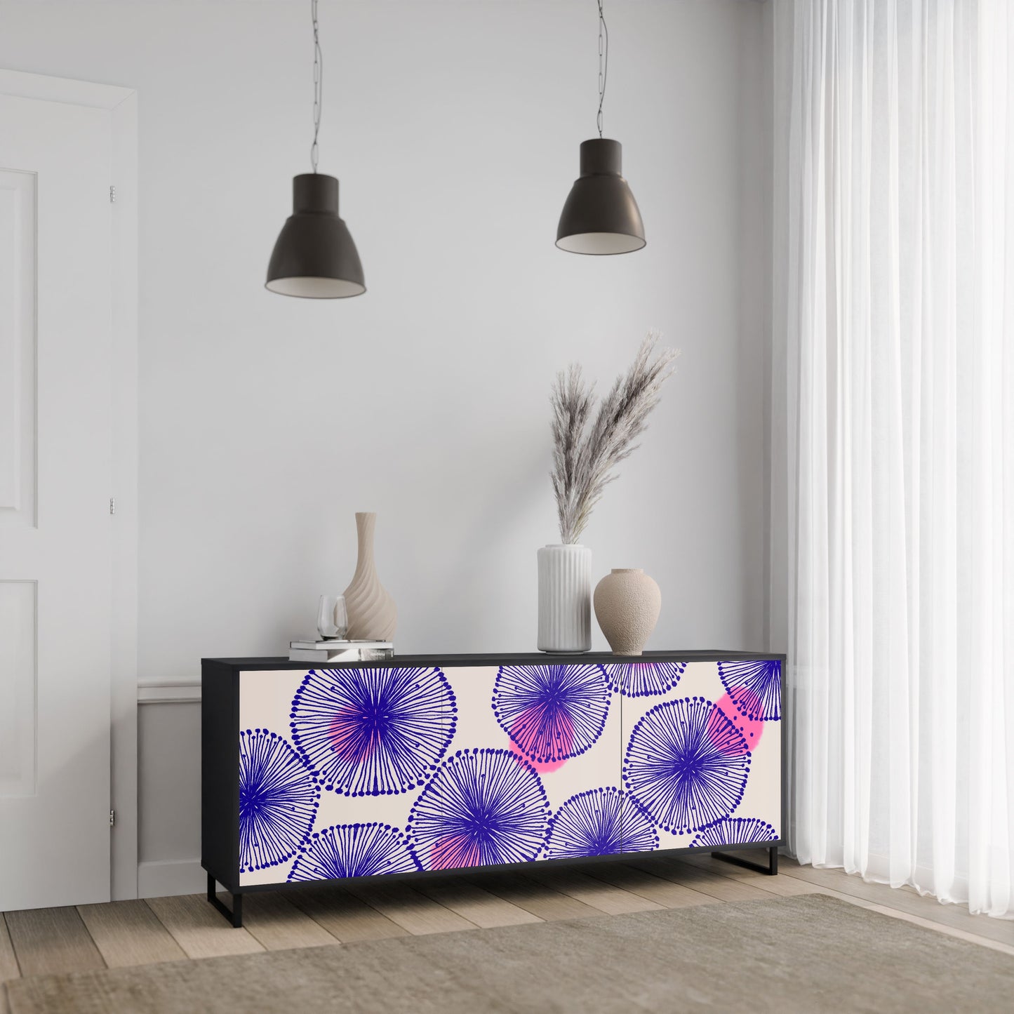 MAGIC NATURE 3-Door Sideboard in Black Finish