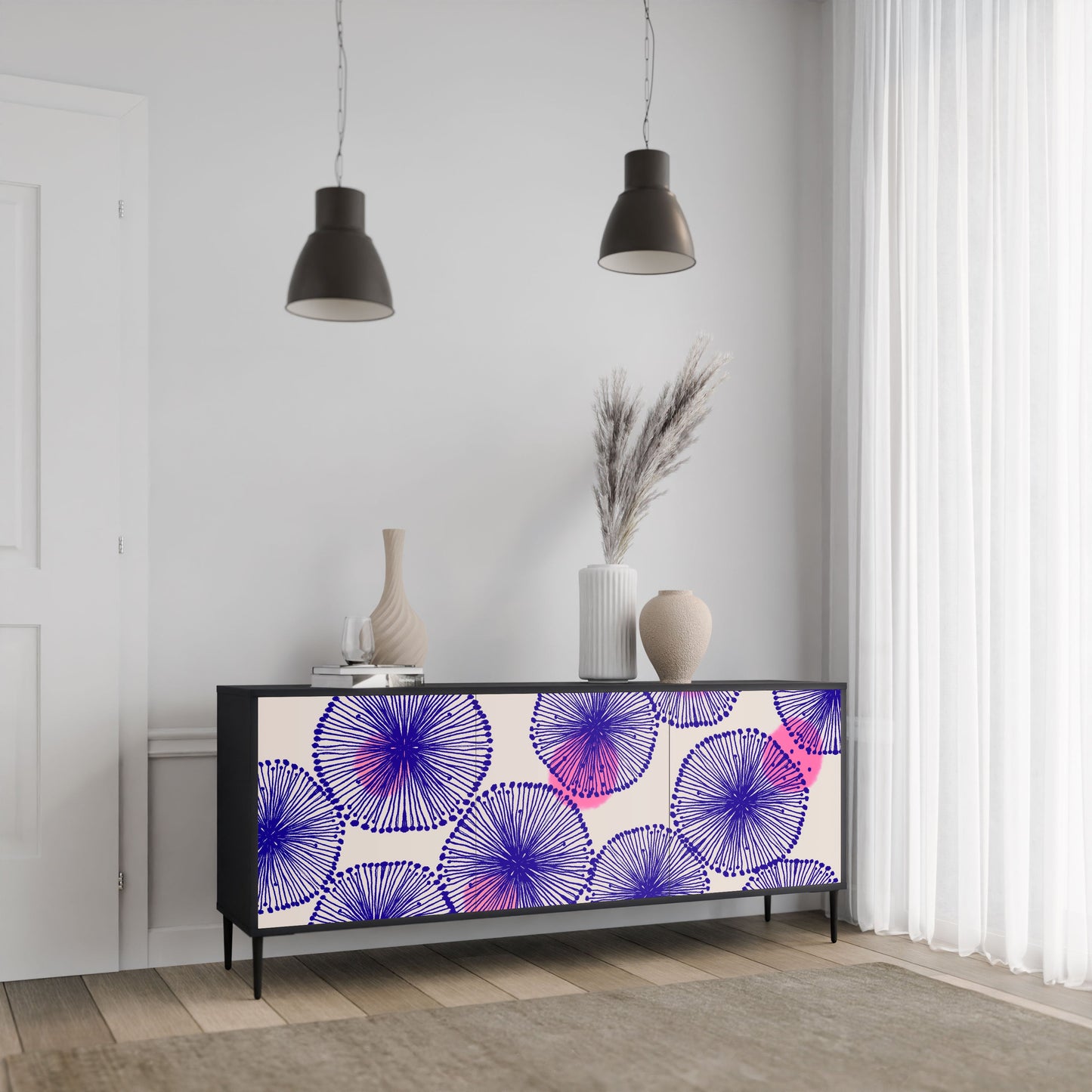 MAGIC NATURE 3-Door Sideboard in Black Finish