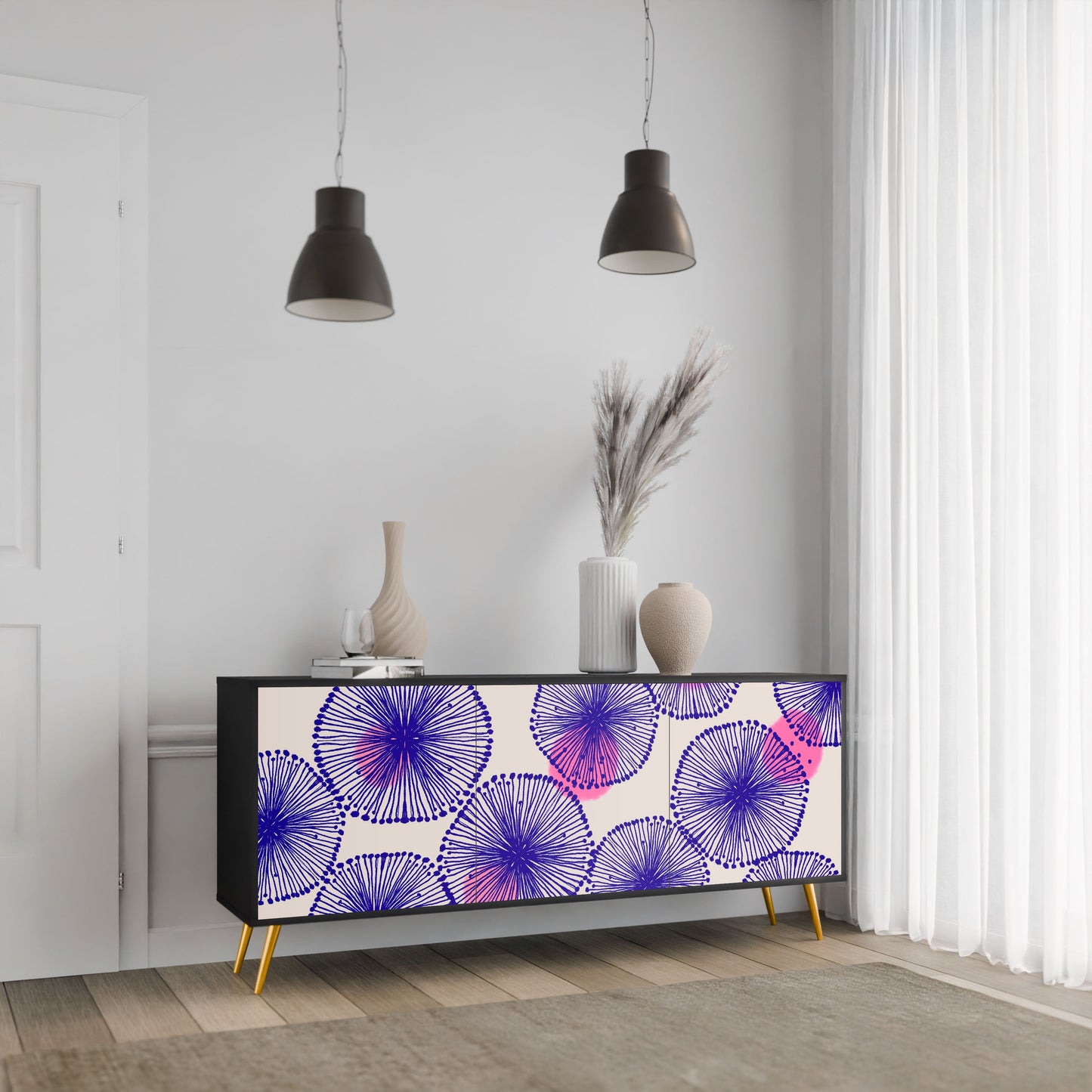 MAGIC NATURE 3-Door Sideboard in Black Finish