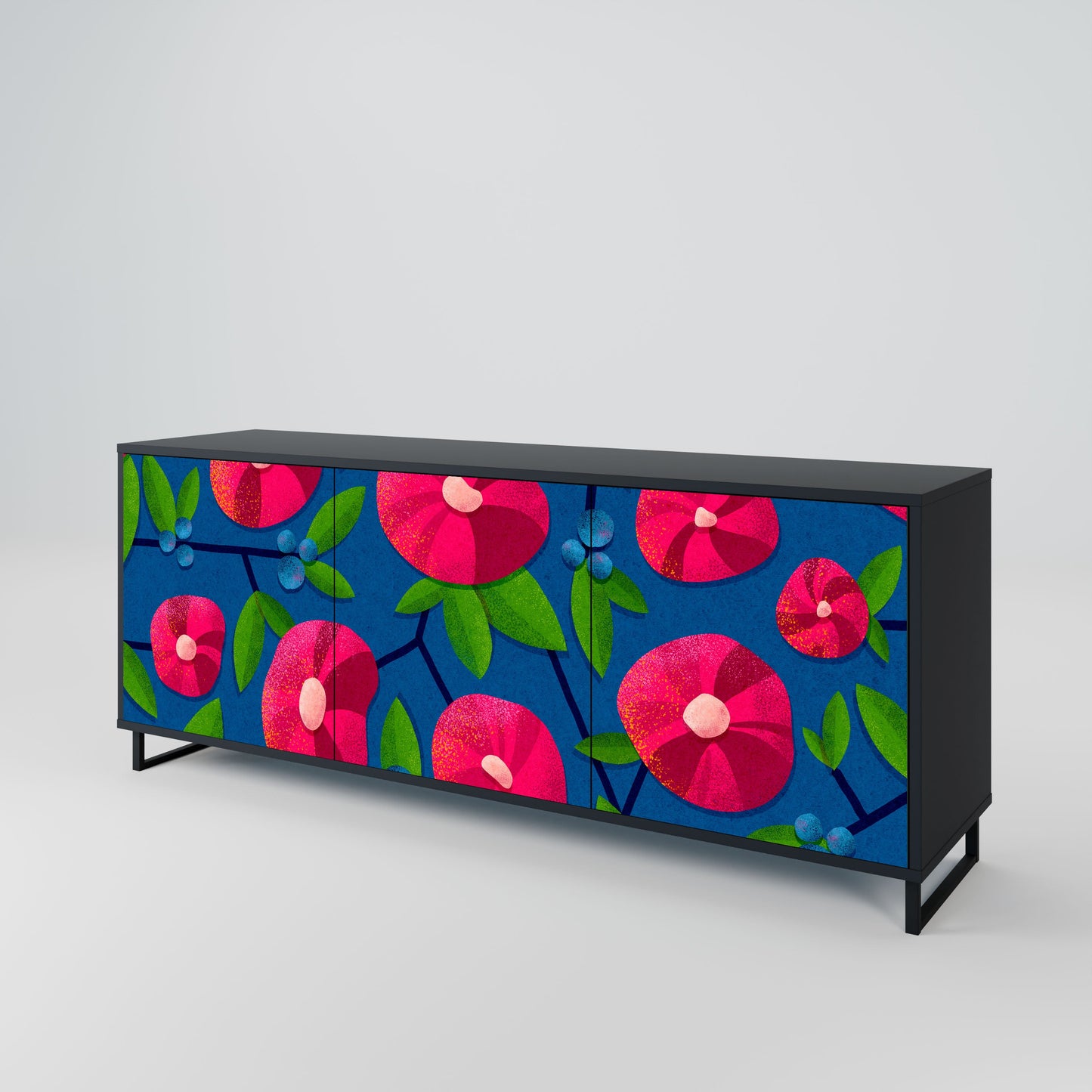 Credenza a 3 ante SPRING THOUGHTS in finitura nera