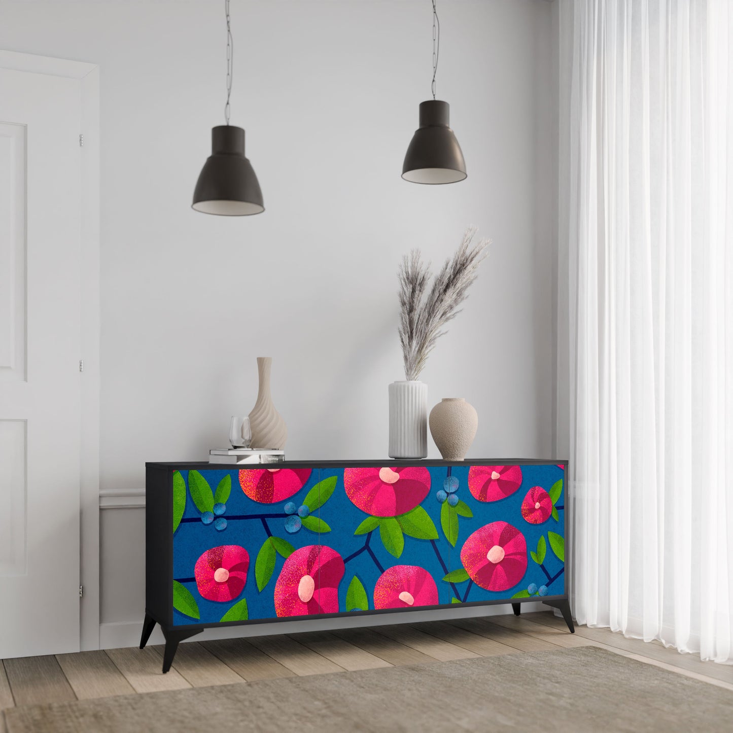 Credenza a 3 ante SPRING THOUGHTS in finitura nera