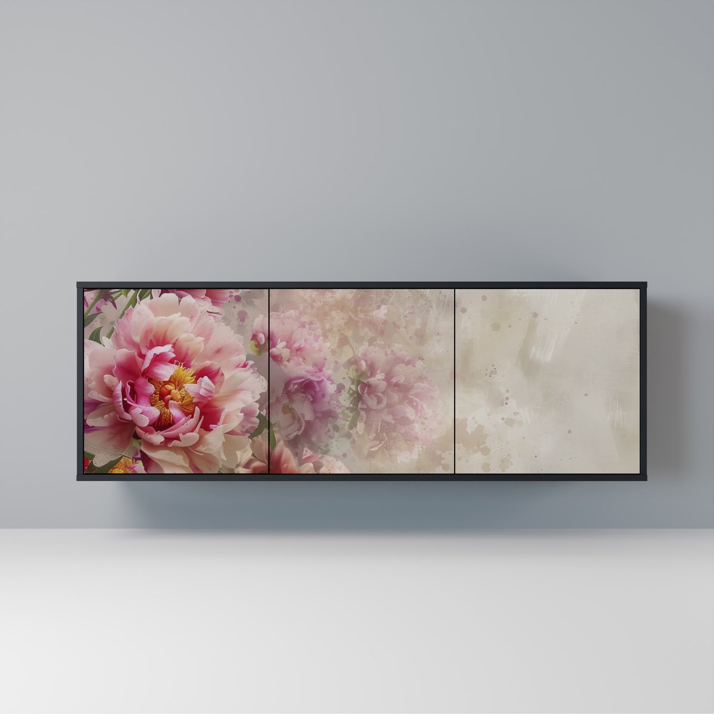 Credenza a 3 ante PEONY WHISPER con finitura nera