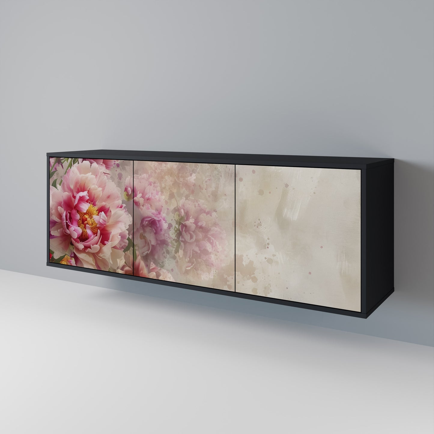 Credenza a 3 ante PEONY WHISPER con finitura nera