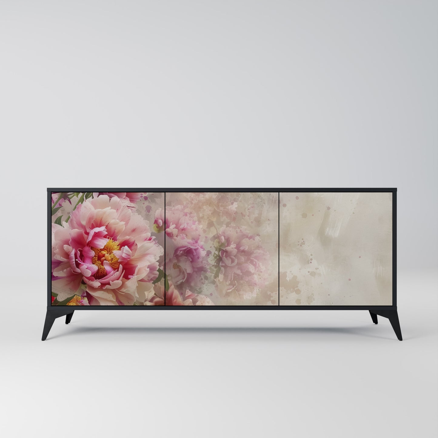 Credenza a 3 ante PEONY WHISPER con finitura nera