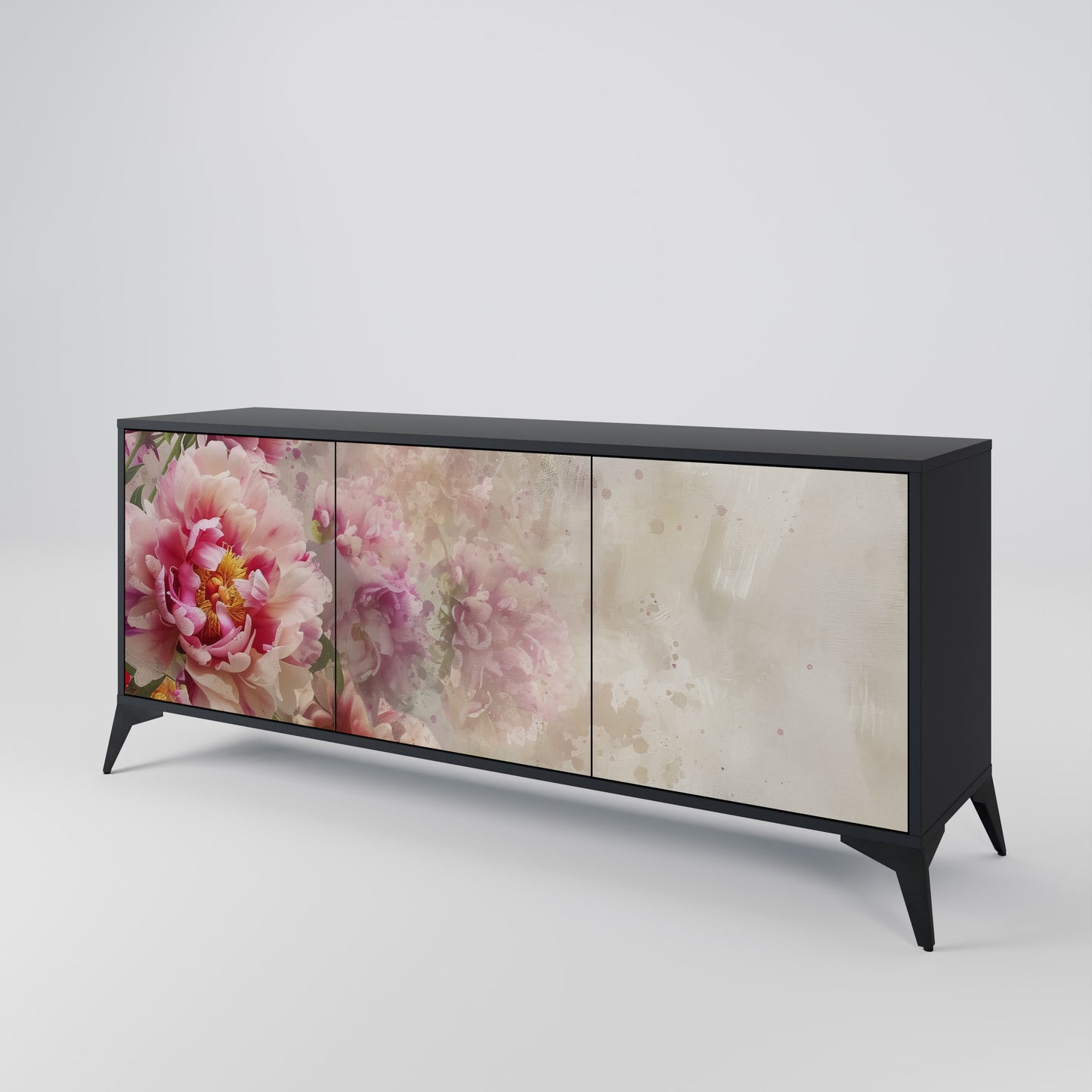 Credenza a 3 ante PEONY WHISPER con finitura nera
