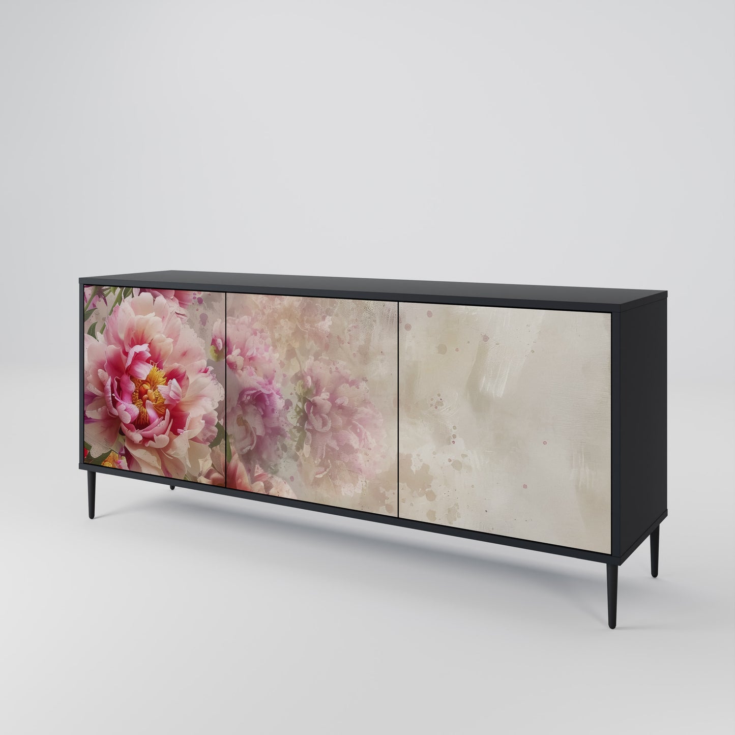 Credenza a 3 ante PEONY WHISPER con finitura nera
