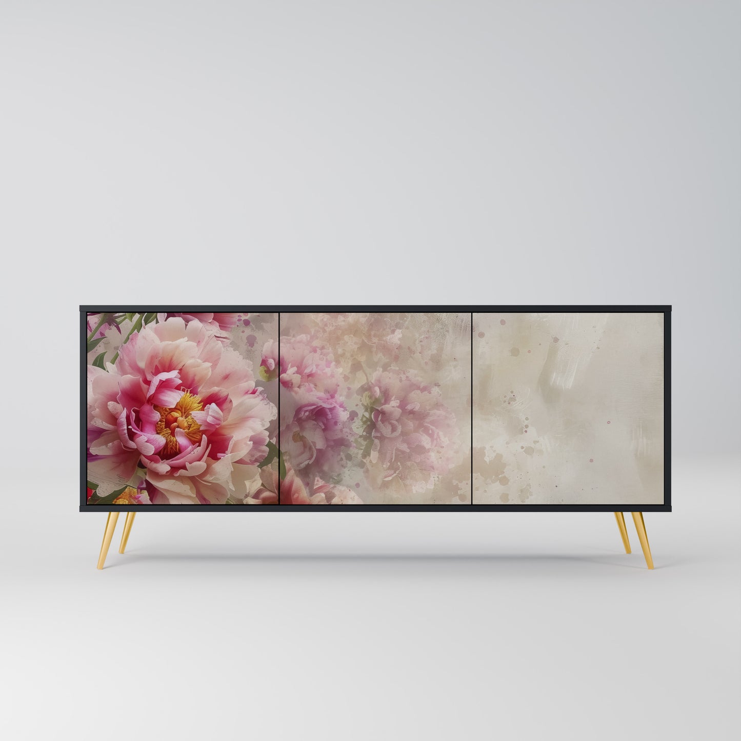 Credenza a 3 ante PEONY WHISPER con finitura nera