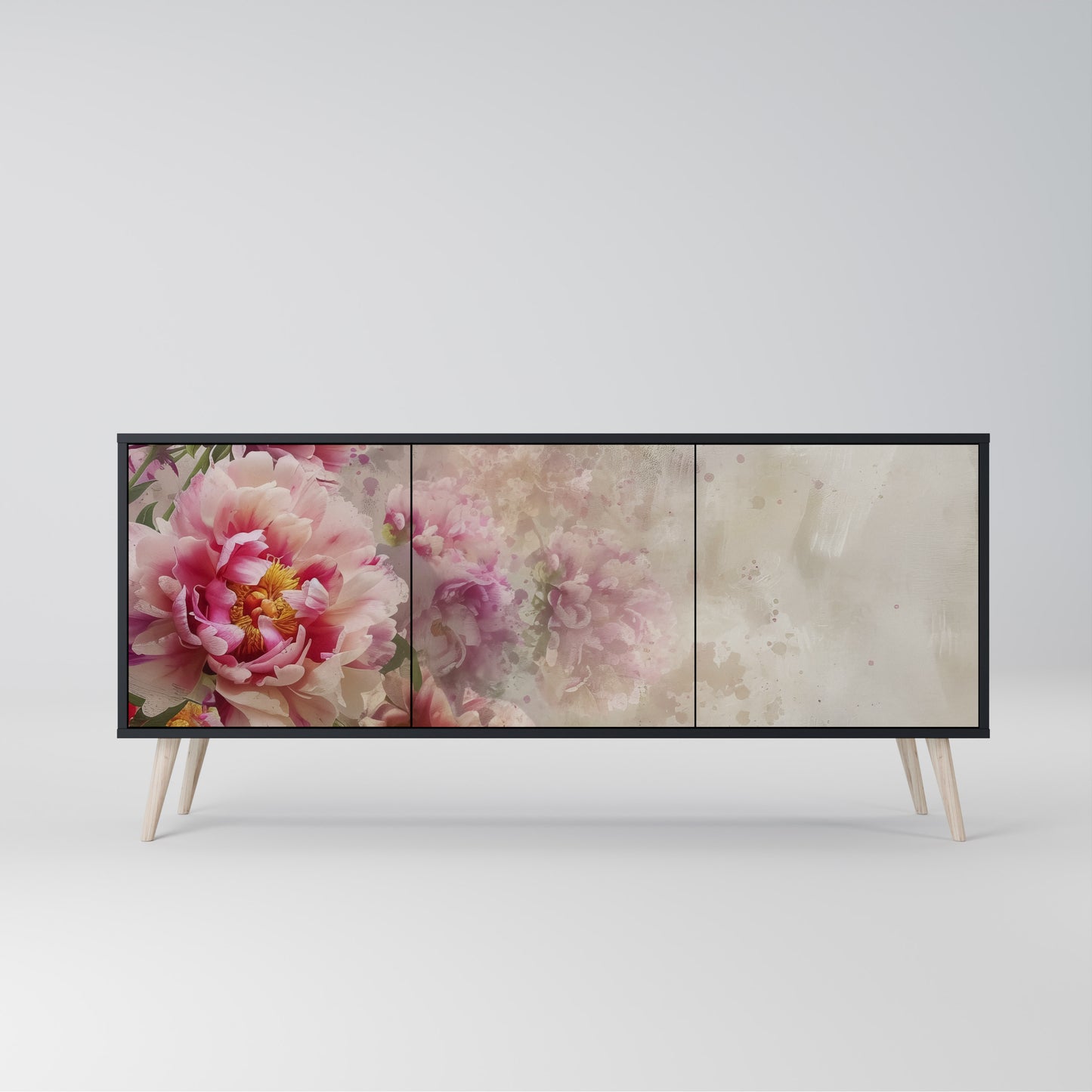 Credenza a 3 ante PEONY WHISPER con finitura nera