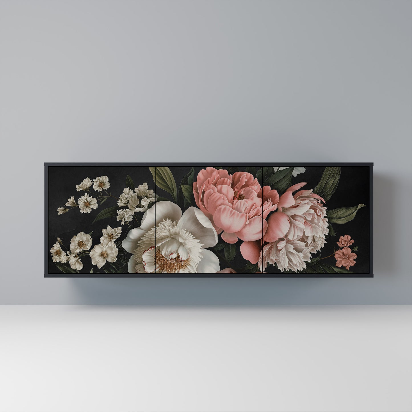 LUSH ELEGANCE Madia a 3 Ante in Finitura Nera