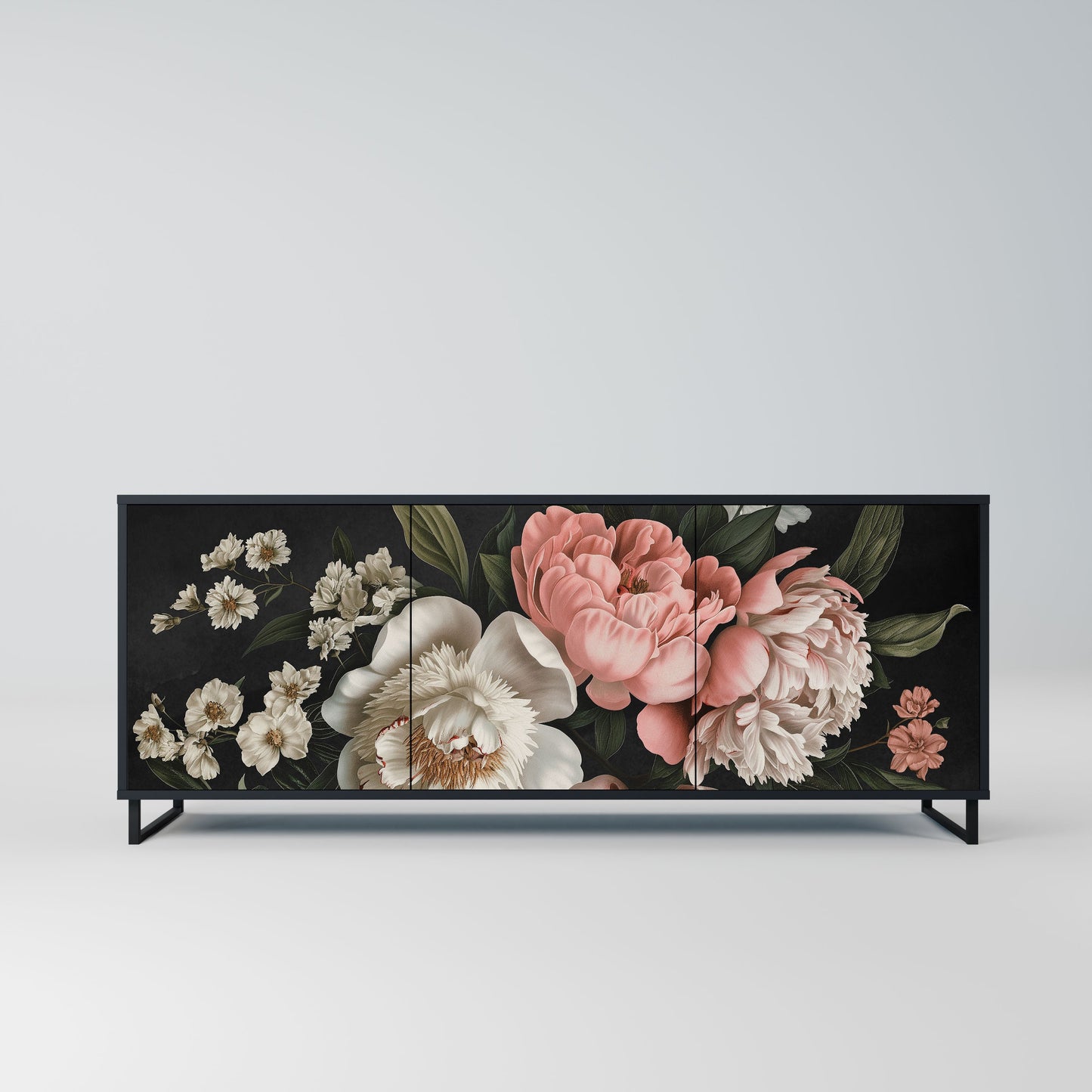 LUSH ELEGANCE 3-Door Sideboard in Black Finish