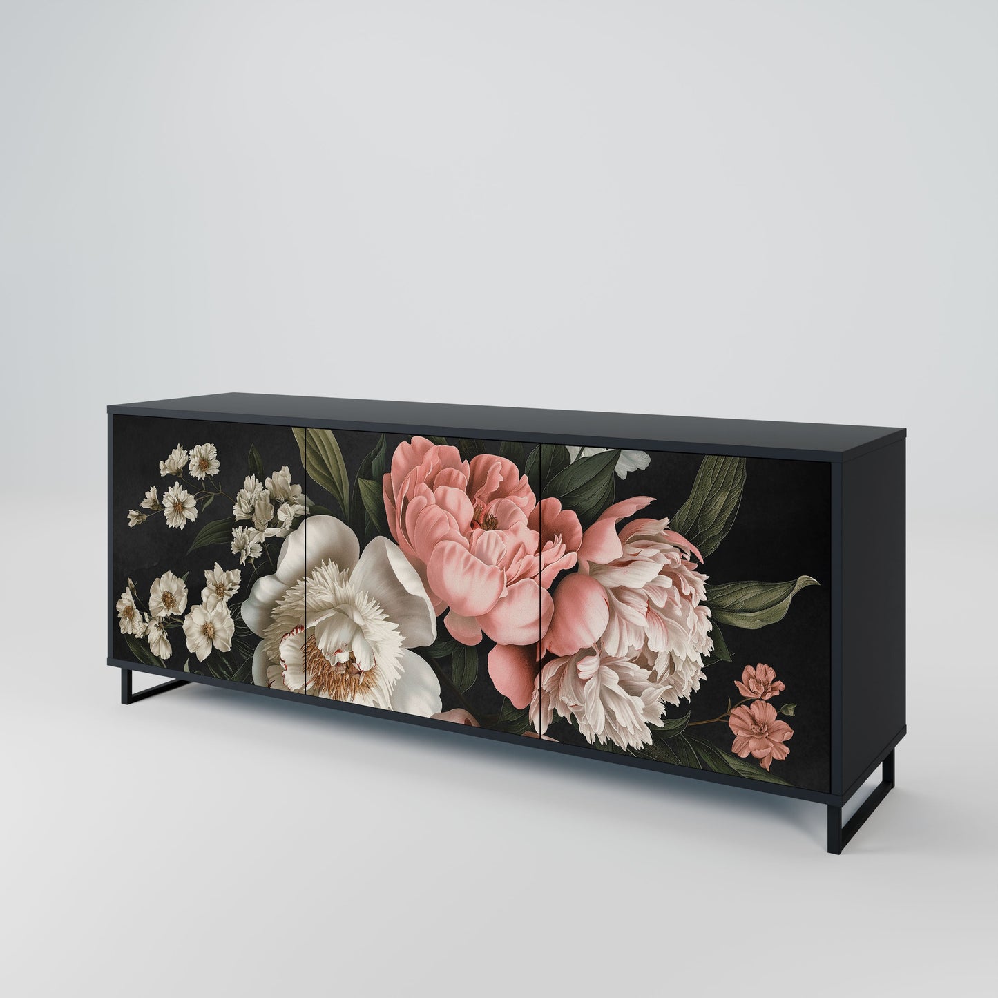 LUSH ELEGANCE 3-Door Sideboard in Black Finish