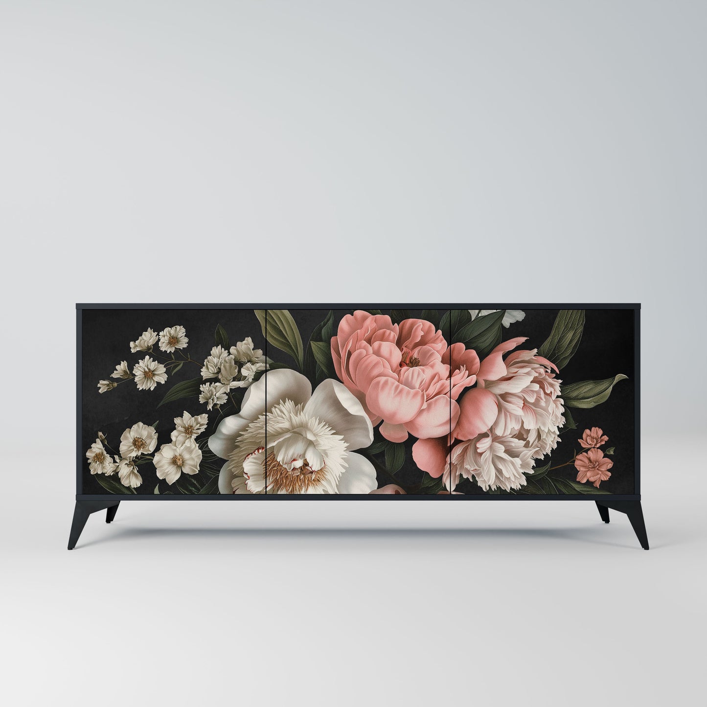 LUSH ELEGANCE 3-Door Sideboard in Black Finish
