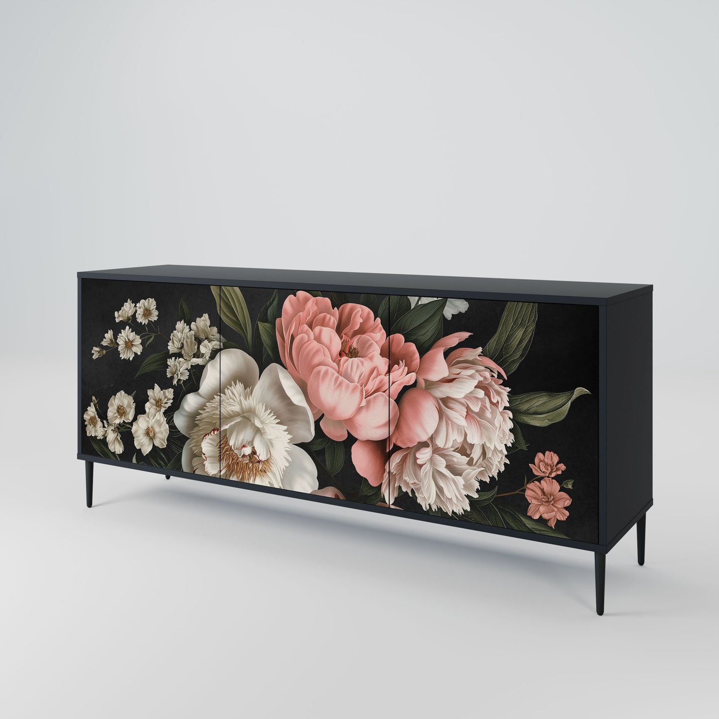 LUSH ELEGANCE 3-Door Sideboard in Black Finish