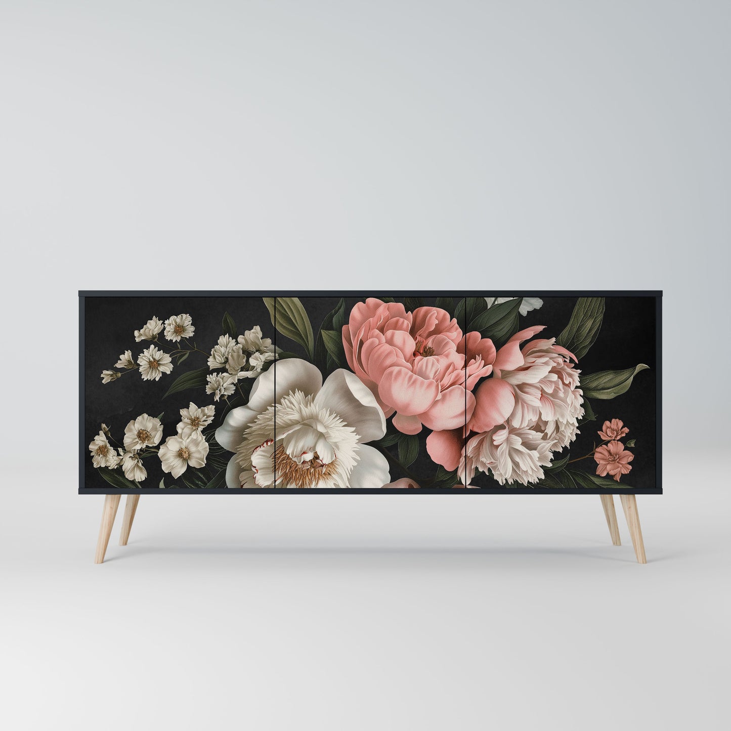 LUSH ELEGANCE 3-Door Sideboard in Black Finish