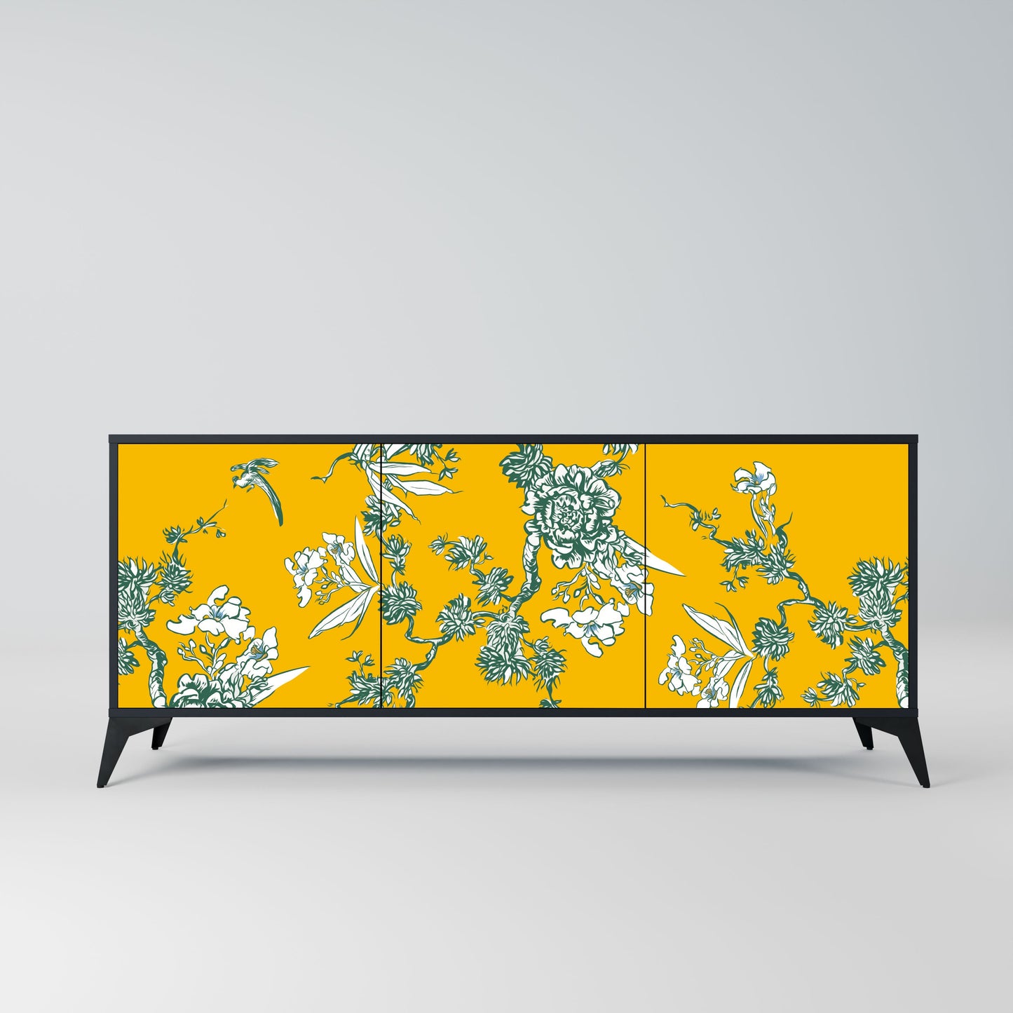 Credenza YELLOW CHINOISERIE a 3 ante in finitura nera