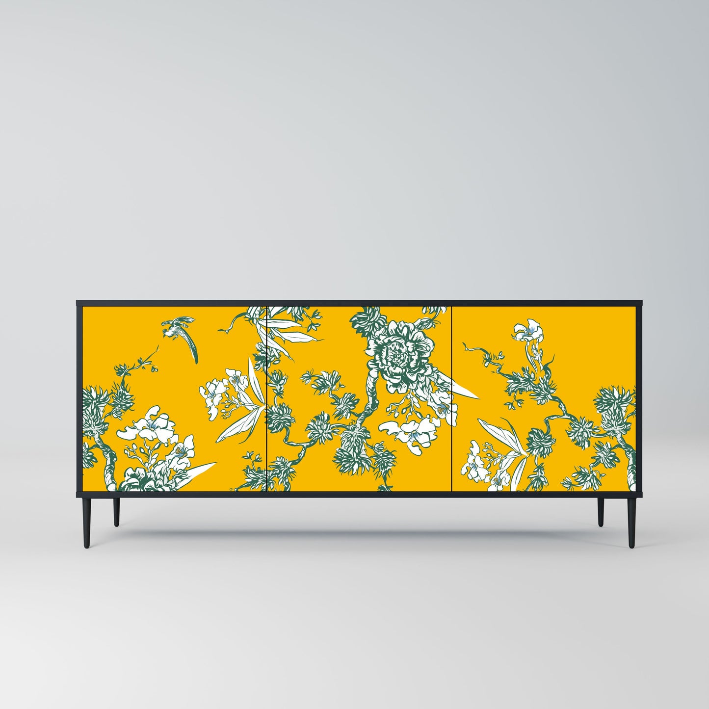 Credenza YELLOW CHINOISERIE a 3 ante in finitura nera