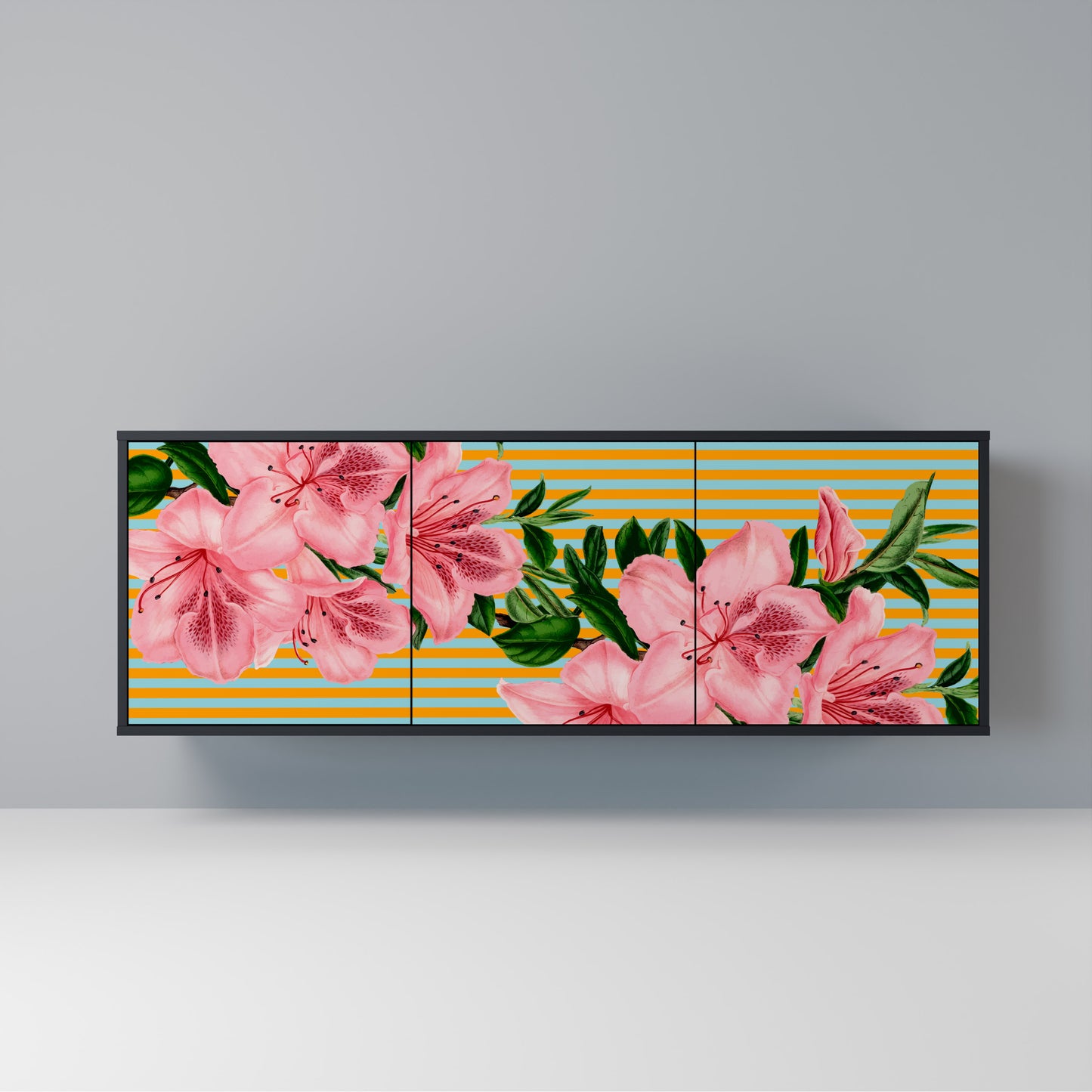 FRAGILE BEAUTY Madia a 3 Ante in Finitura Nera