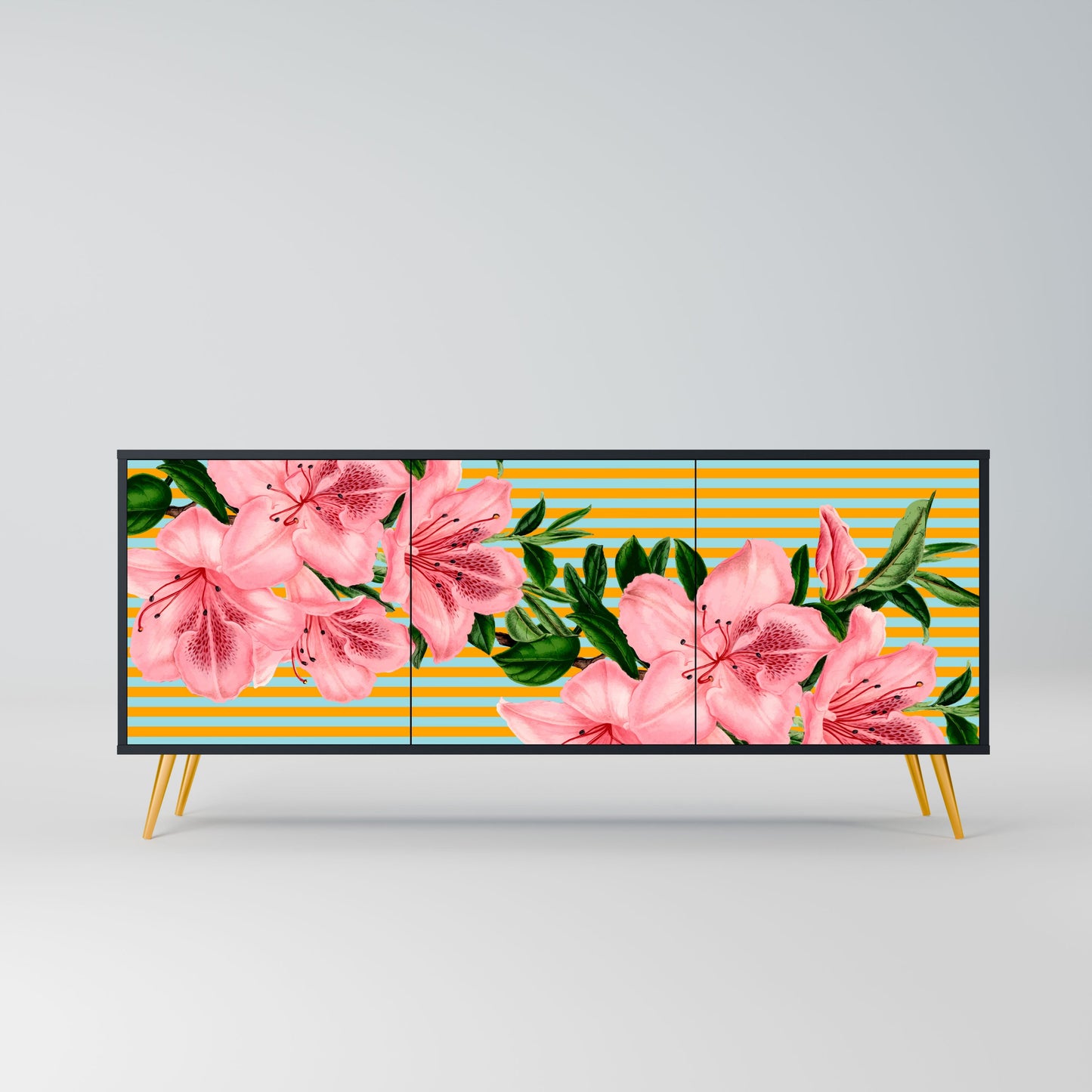 Credenza FRAGILE BEAUTY a 3 ante in finitura nera