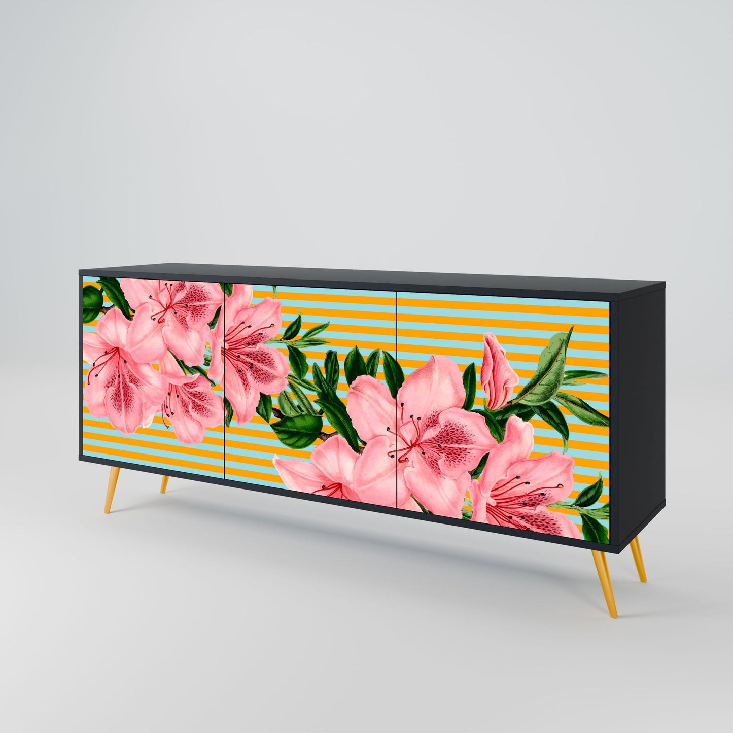 Credenza FRAGILE BEAUTY a 3 ante in finitura nera