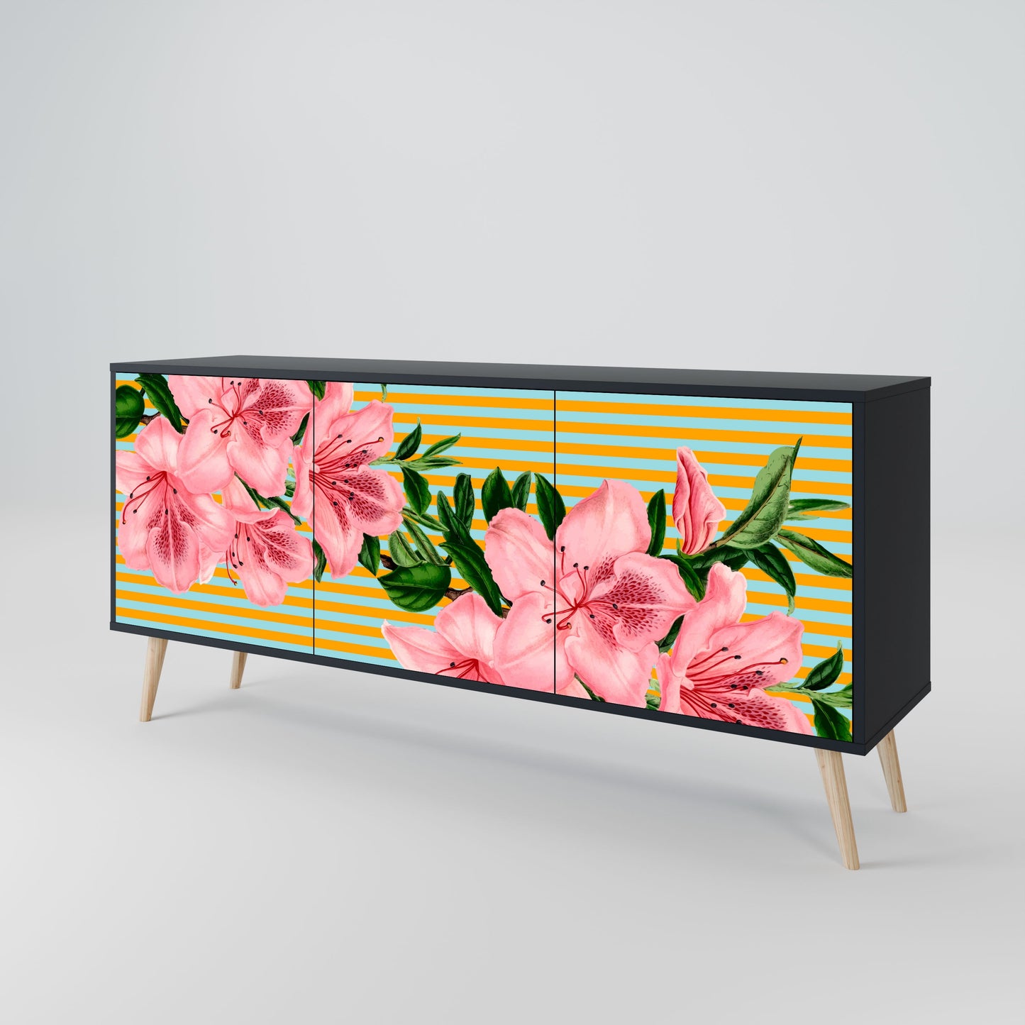 Credenza FRAGILE BEAUTY a 3 ante in finitura nera