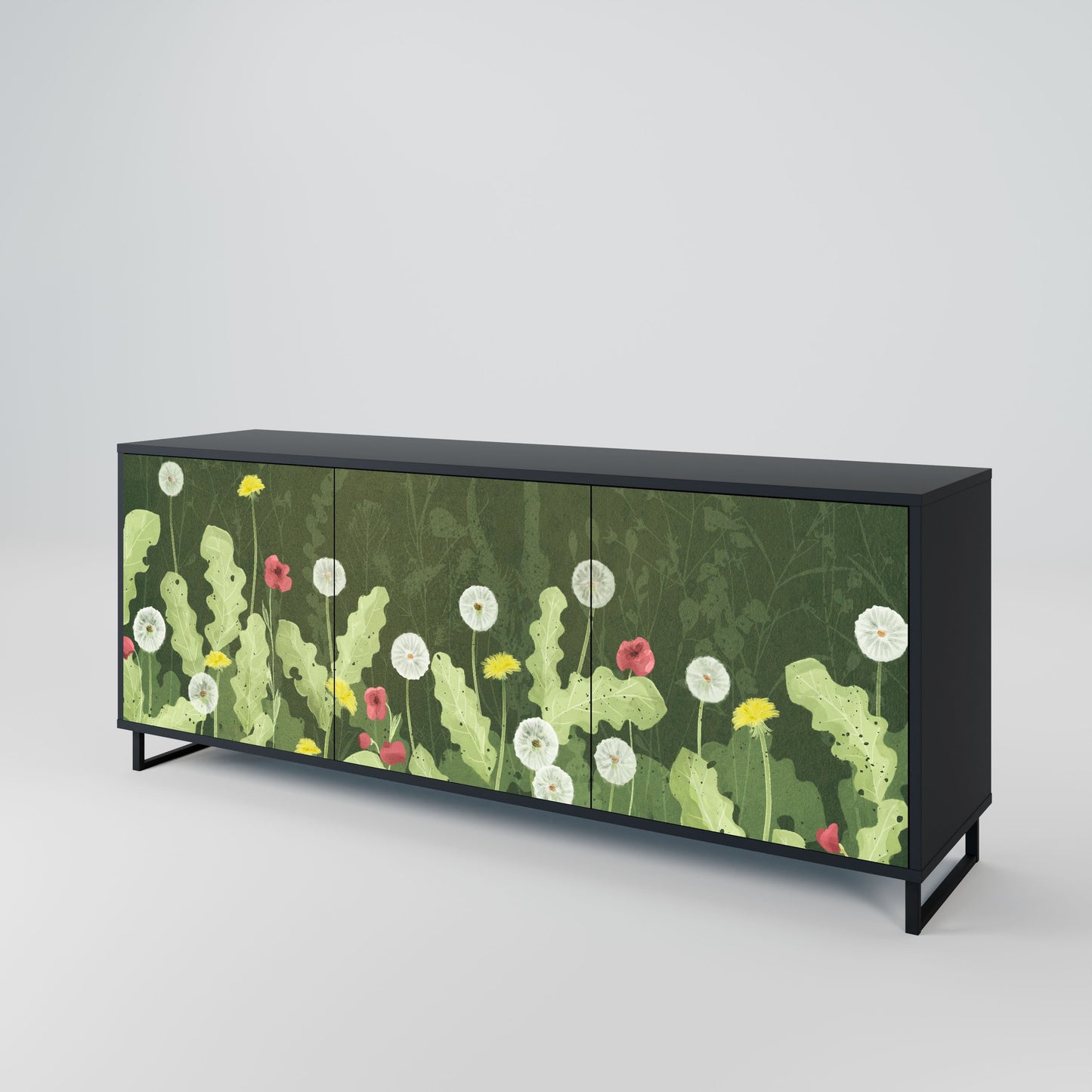 Credenza DANDELION AMUSE a 3 ante in finitura nera