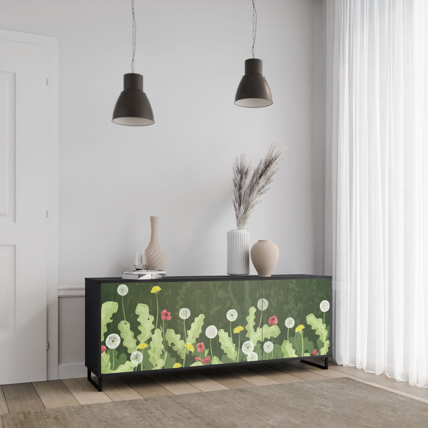 Credenza DANDELION AMUSE a 3 ante in finitura nera