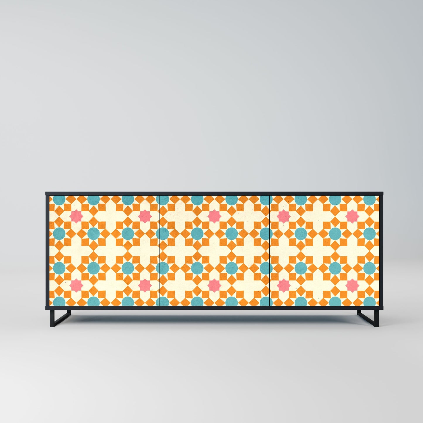 FLORAL DECOR 3-Door Sideboard in Black Finish
