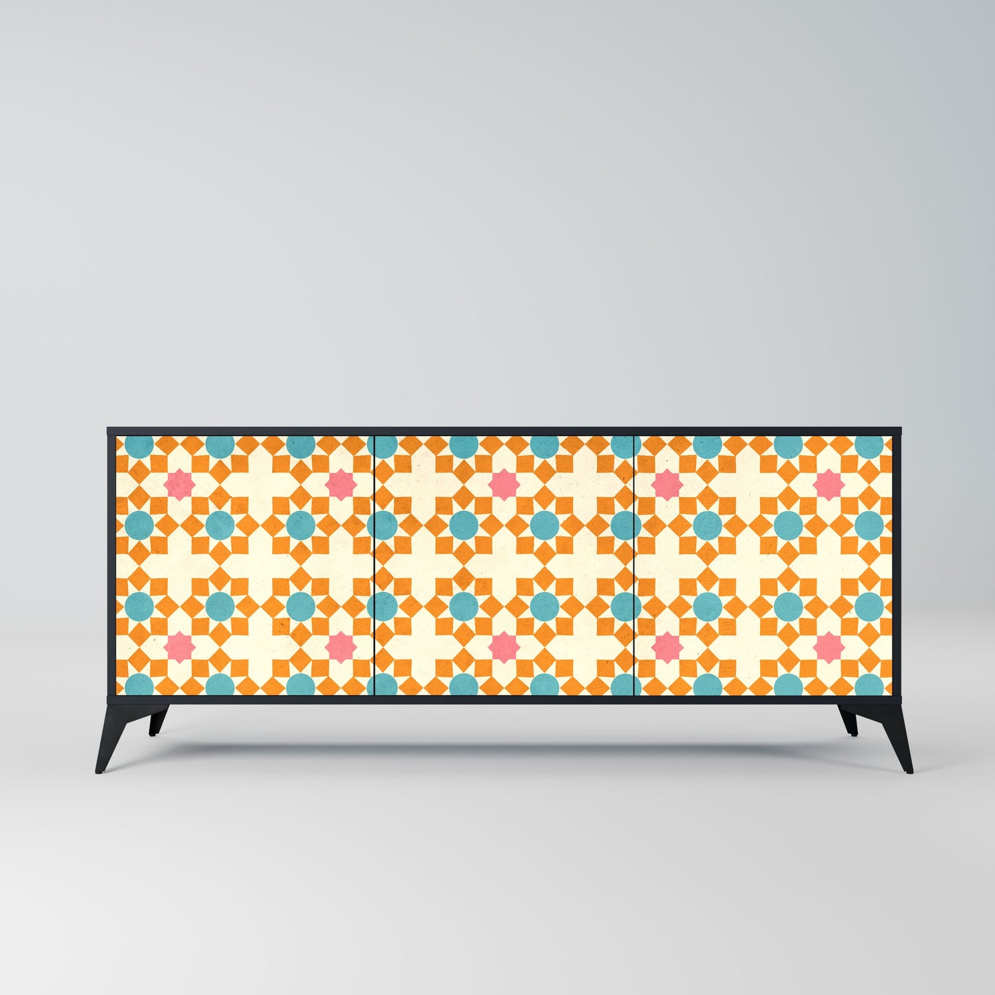FLORAL DECOR 3-Door Sideboard in Black Finish