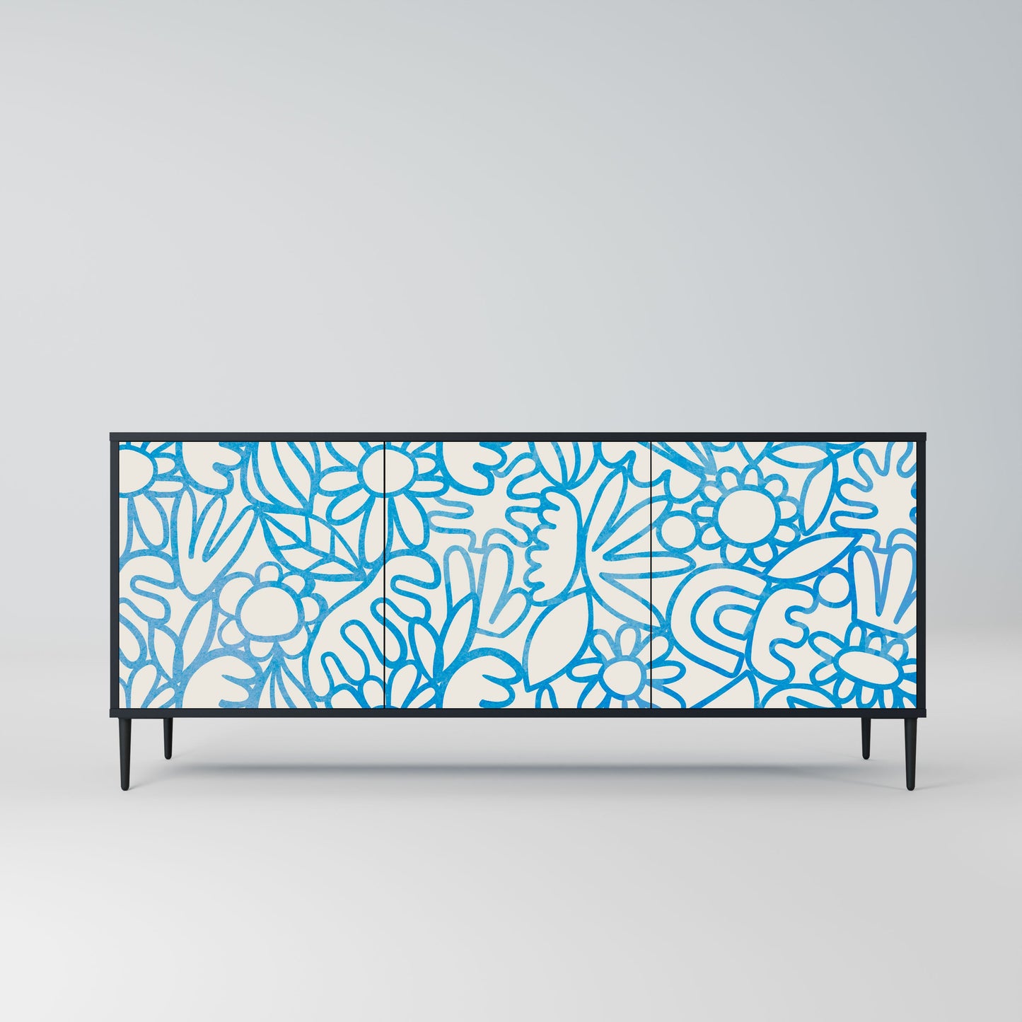 Credenza BLOOMY MORNING a 3 ante in finitura nera