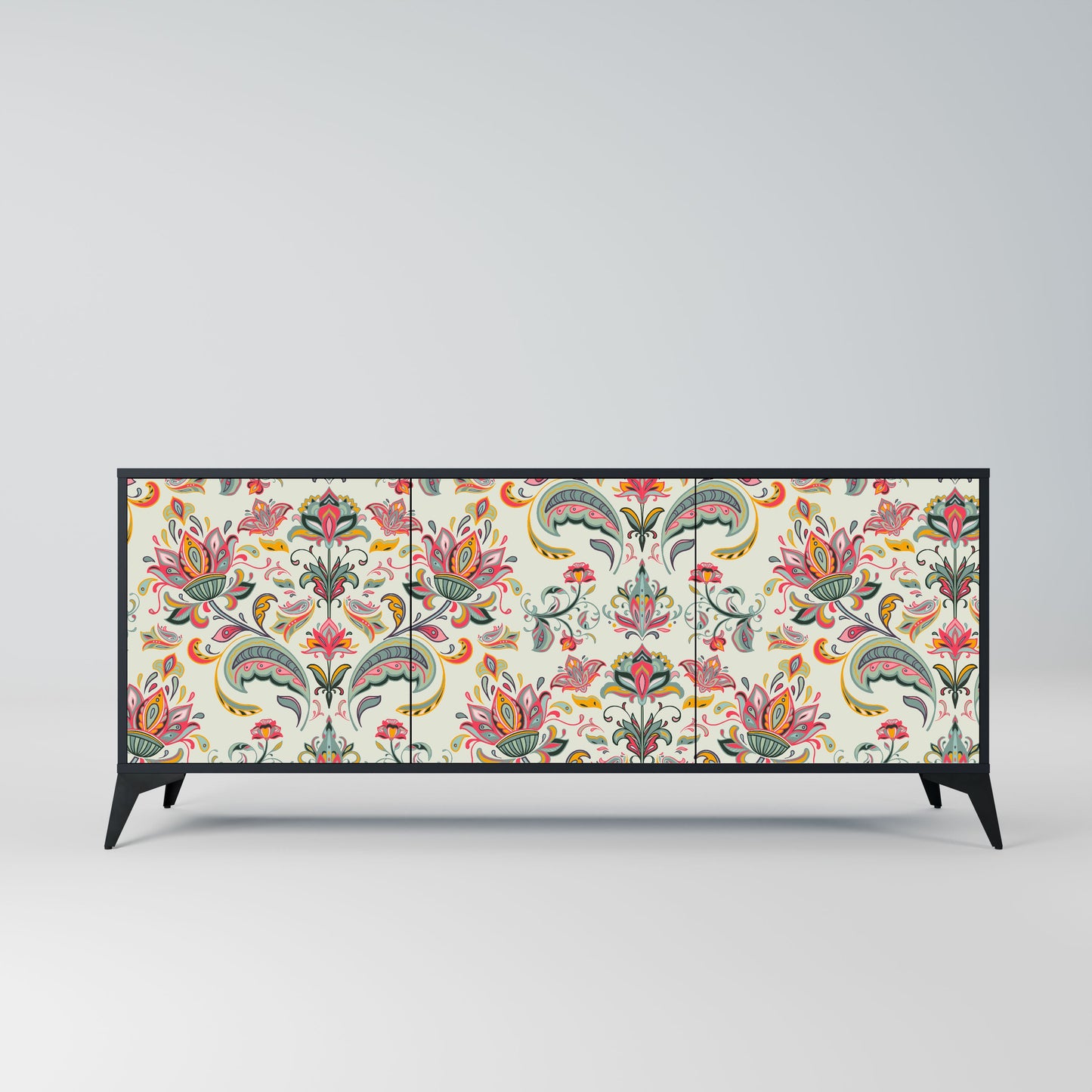 Credenza ORGANIC FOLKLORE a 3 ante in finitura nera
