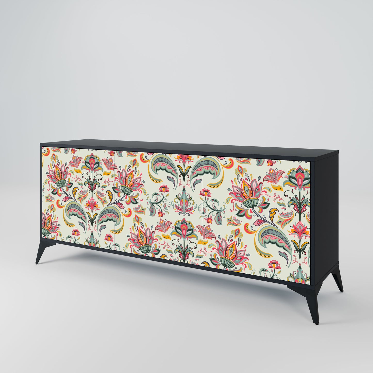 Credenza ORGANIC FOLKLORE a 3 ante in finitura nera