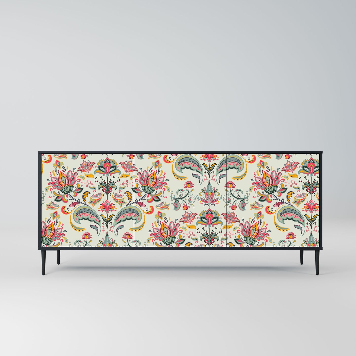 Credenza ORGANIC FOLKLORE a 3 ante in finitura nera