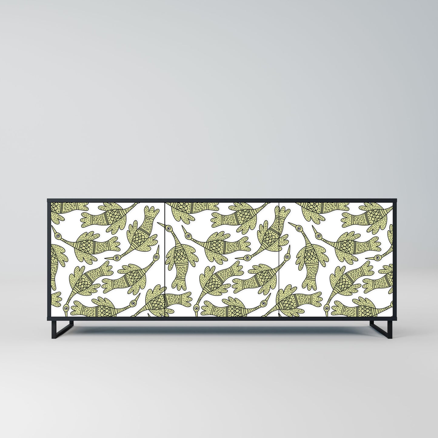 SEEDLING SONGBIRD 3-Door Sideboard in Black Finish