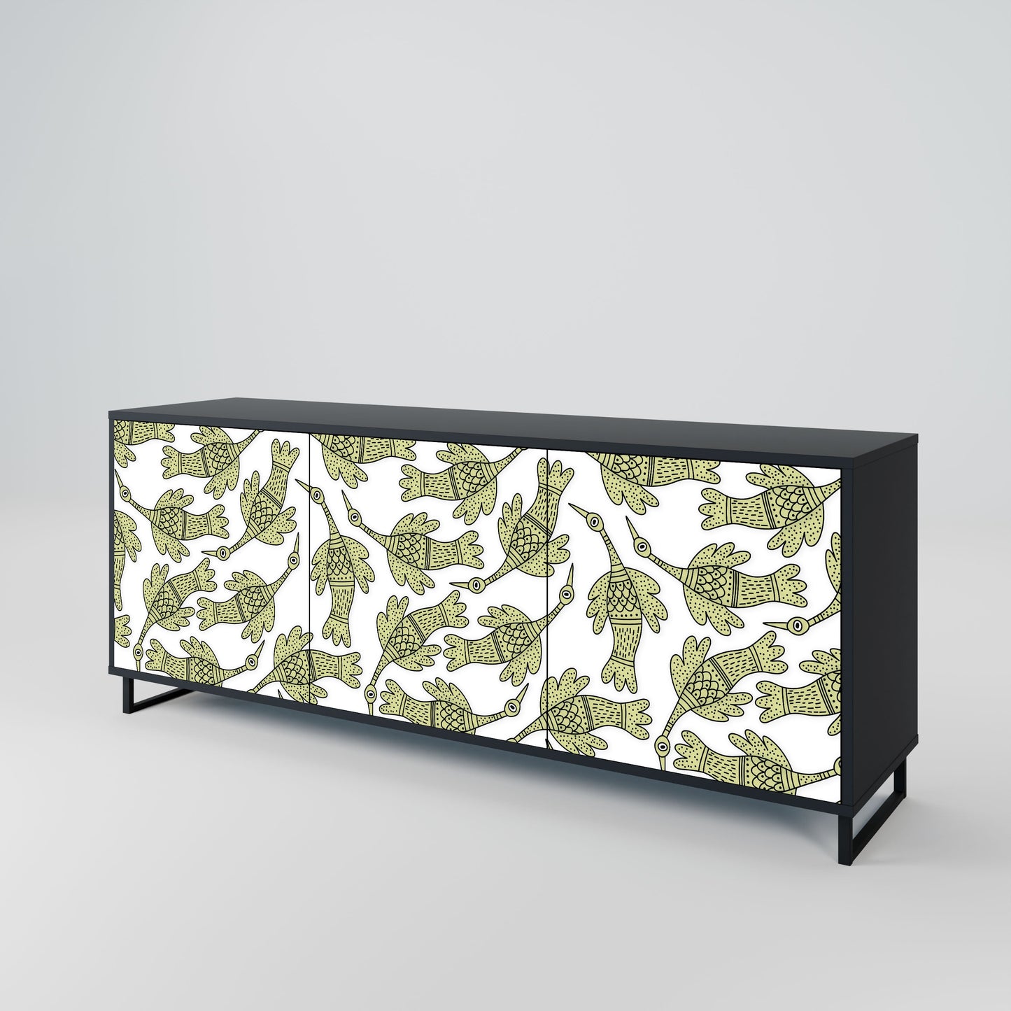 SEEDLING SONGBIRD 3-Door Sideboard in Black Finish