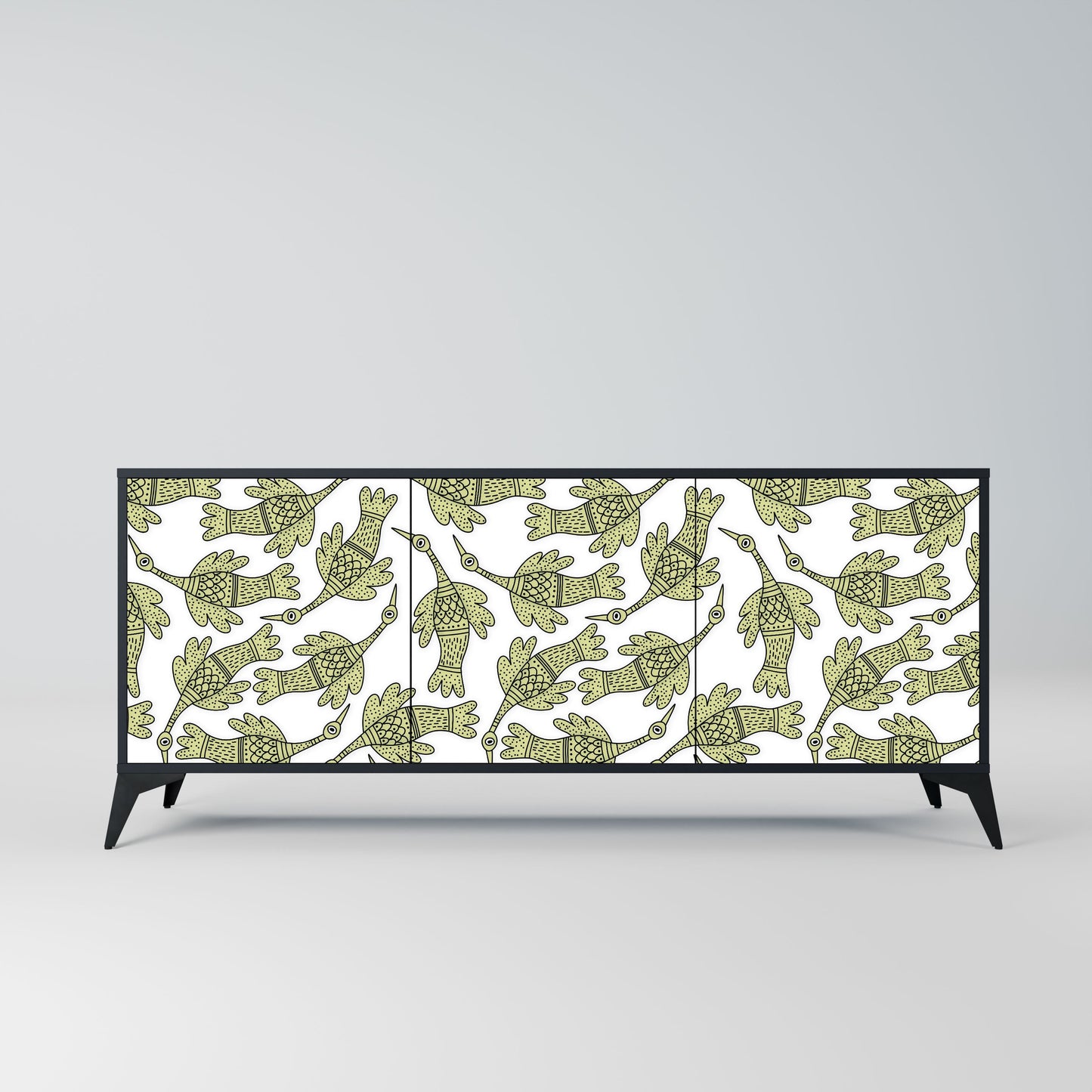 SEEDLING SONGBIRD 3-Door Sideboard in Black Finish