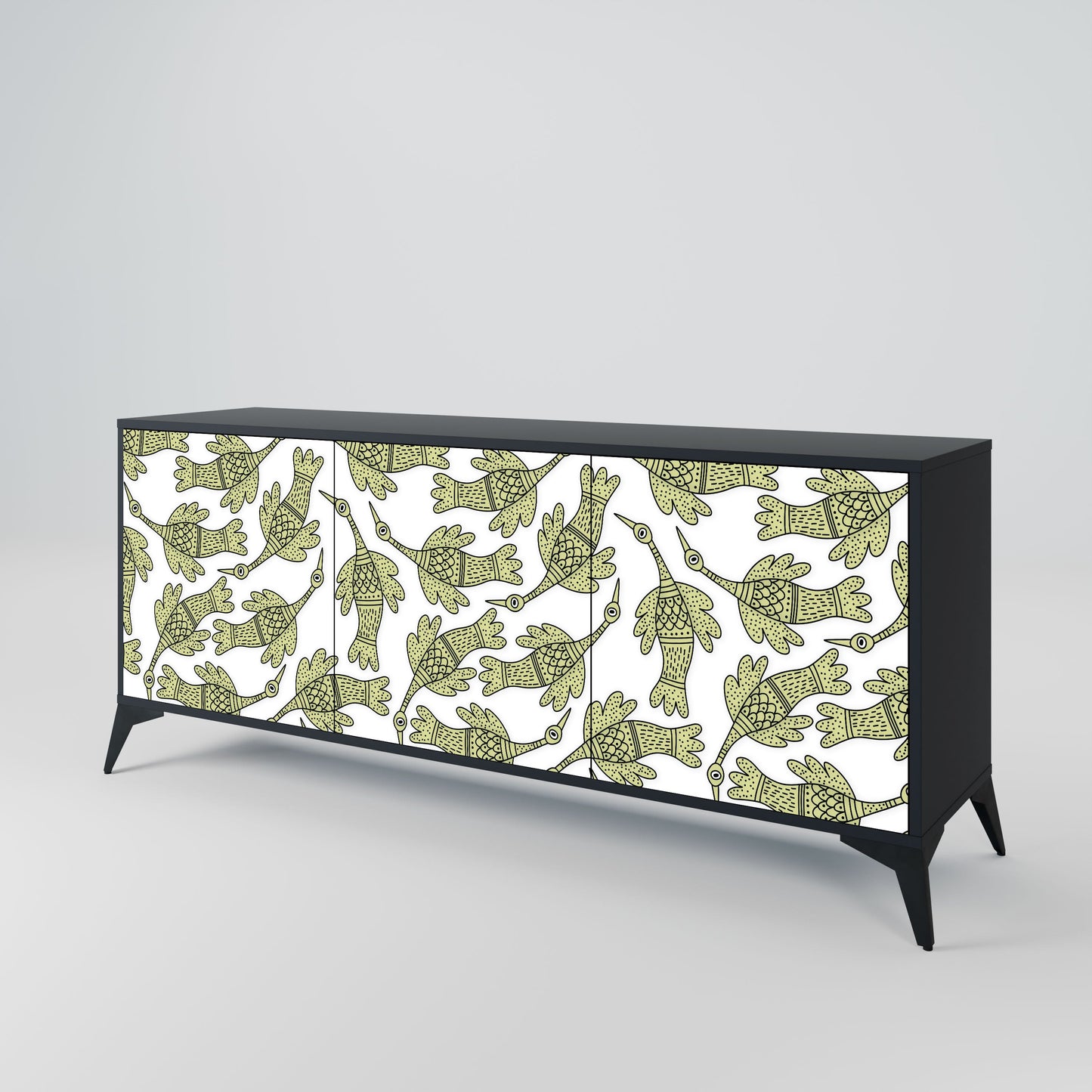SEEDLING SONGBIRD 3-Door Sideboard in Black Finish