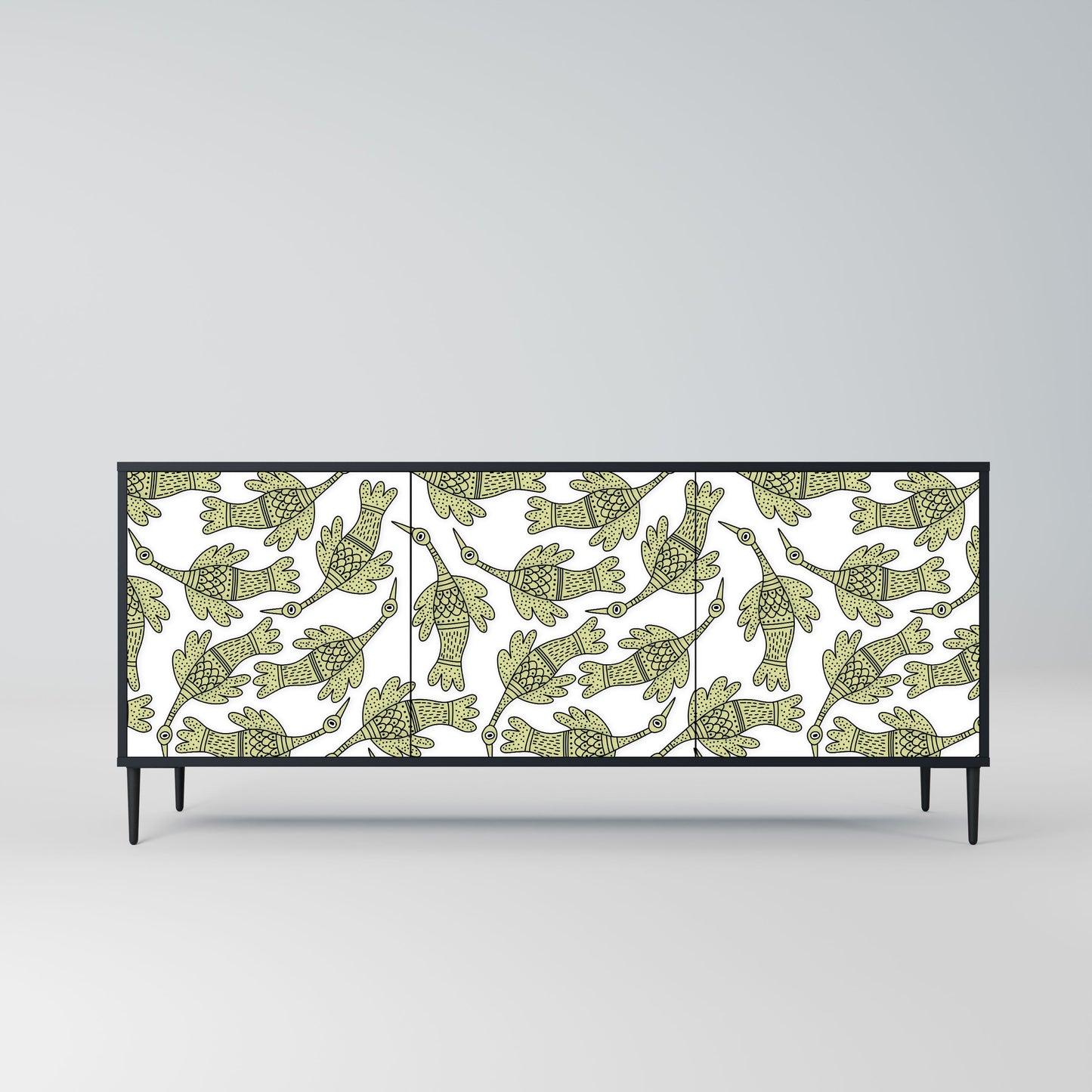 SEEDLING SONGBIRD 3-Door Sideboard in Black Finish