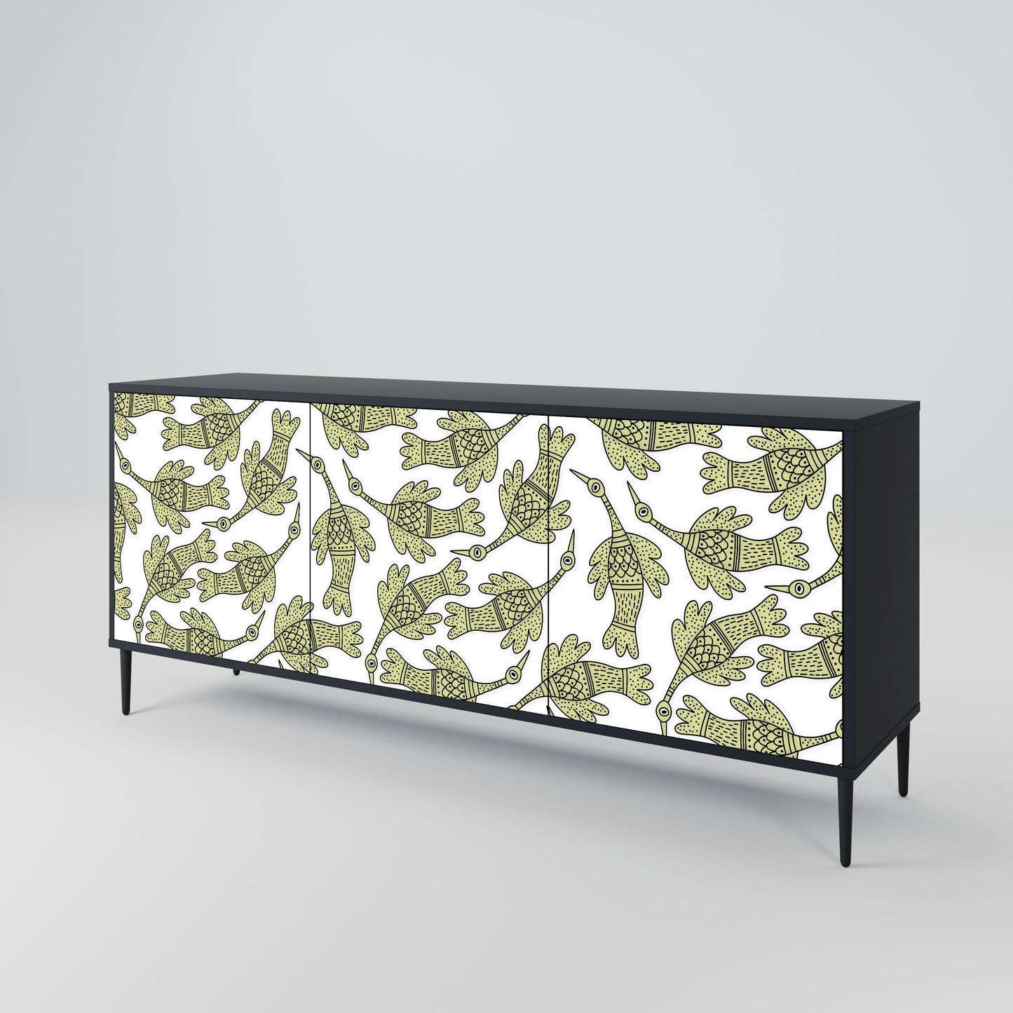SEEDLING SONGBIRD 3-Door Sideboard in Black Finish