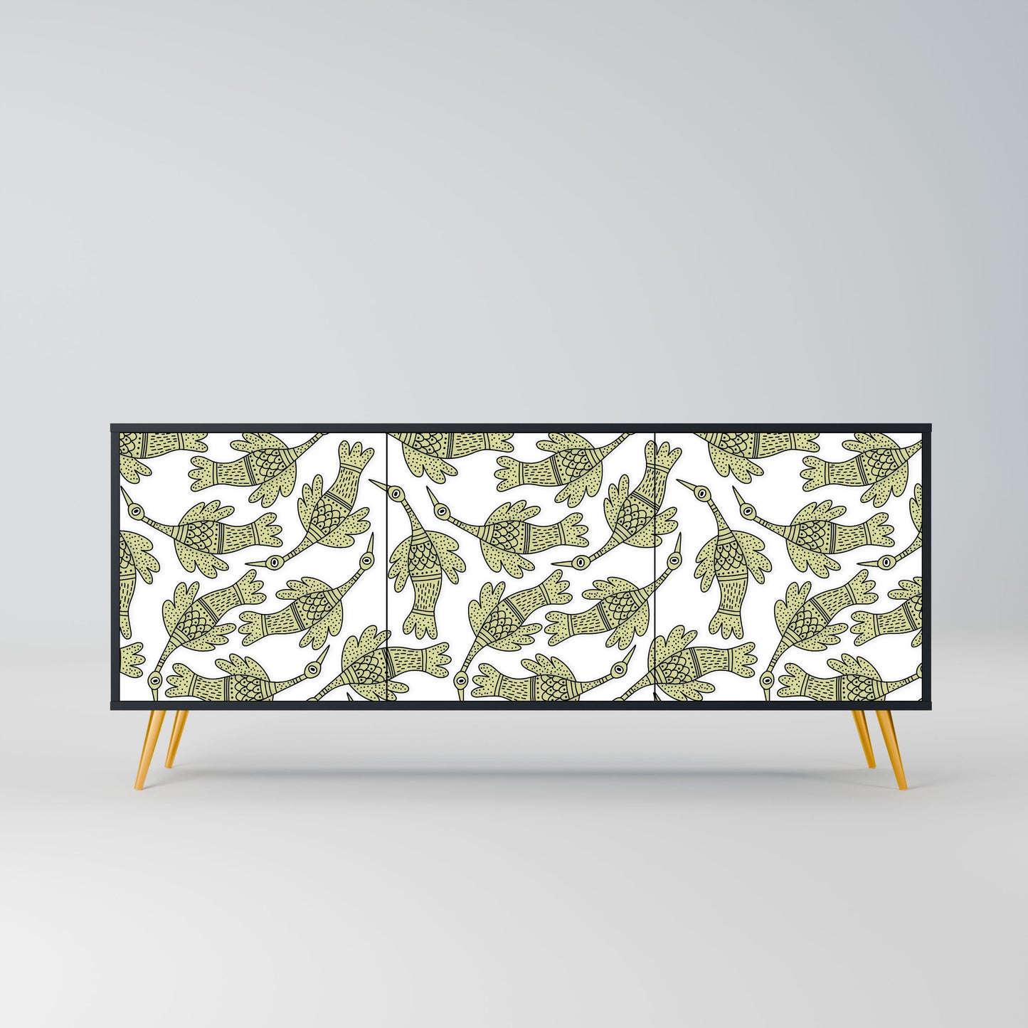 SEEDLING SONGBIRD 3-Door Sideboard in Black Finish
