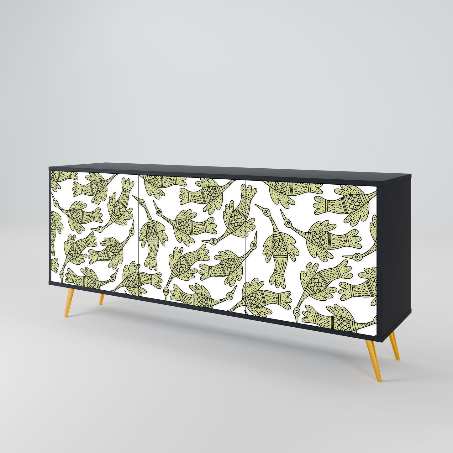 SEEDLING SONGBIRD 3-Door Sideboard in Black Finish