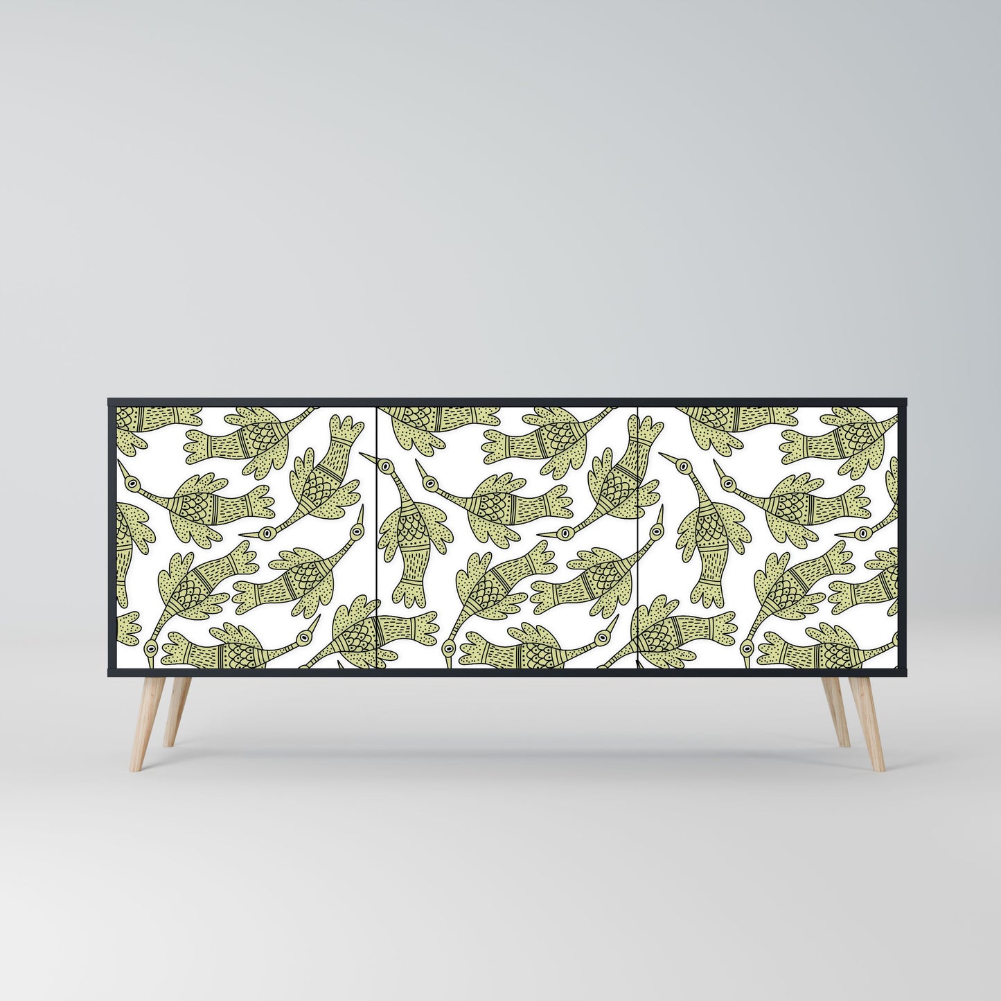 SEEDLING SONGBIRD 3-Door Sideboard in Black Finish