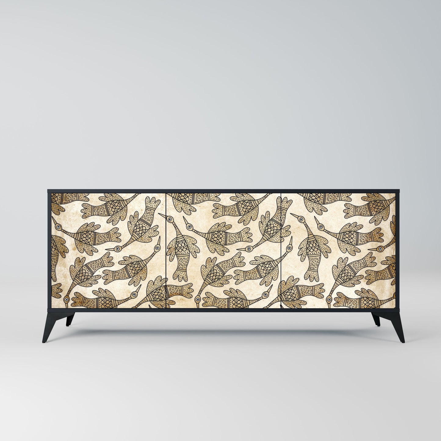 ALMONDINE SONGBIRD 3-Door Sideboard in Black Finish