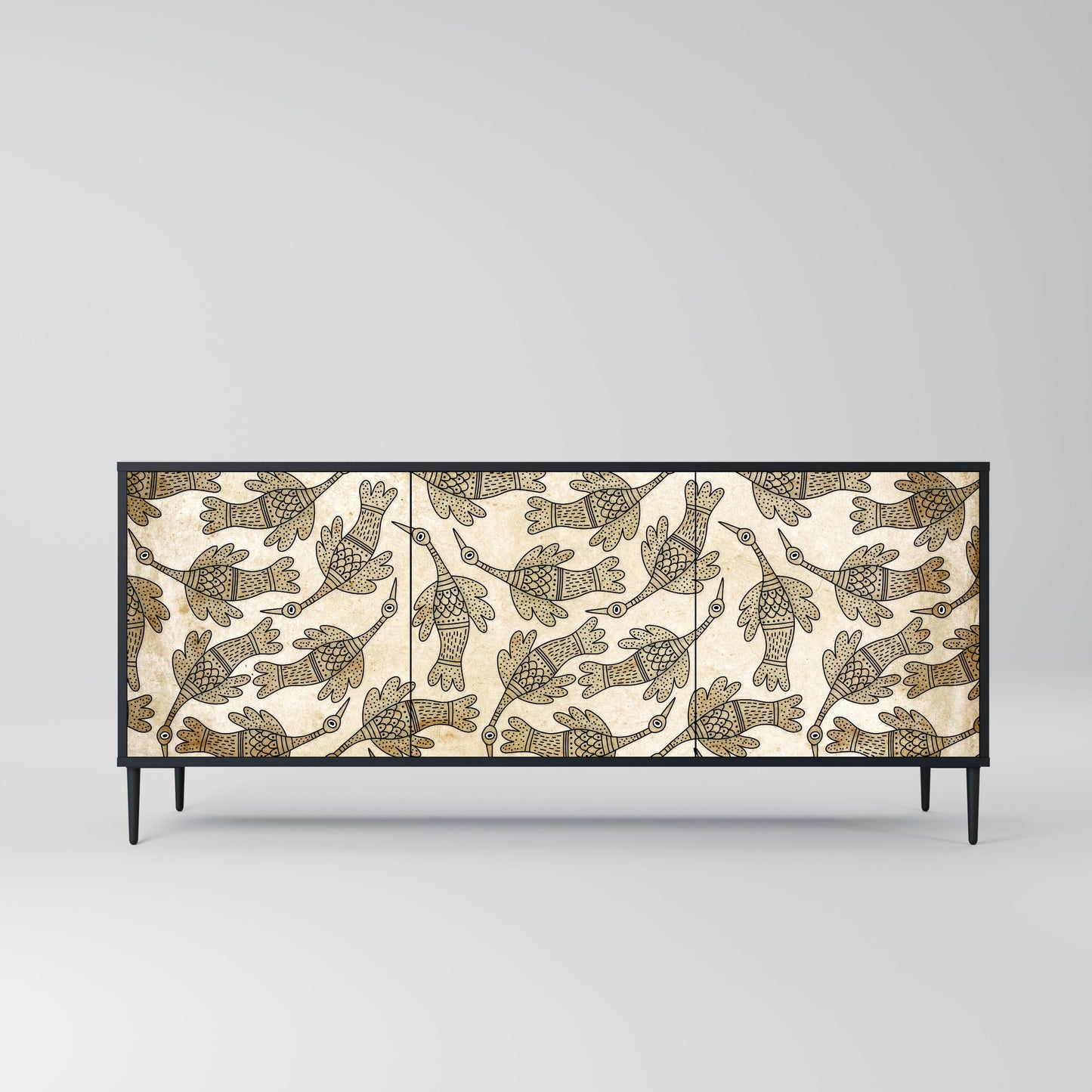 ALMONDINE SONGBIRD 3-Door Sideboard in Black Finish